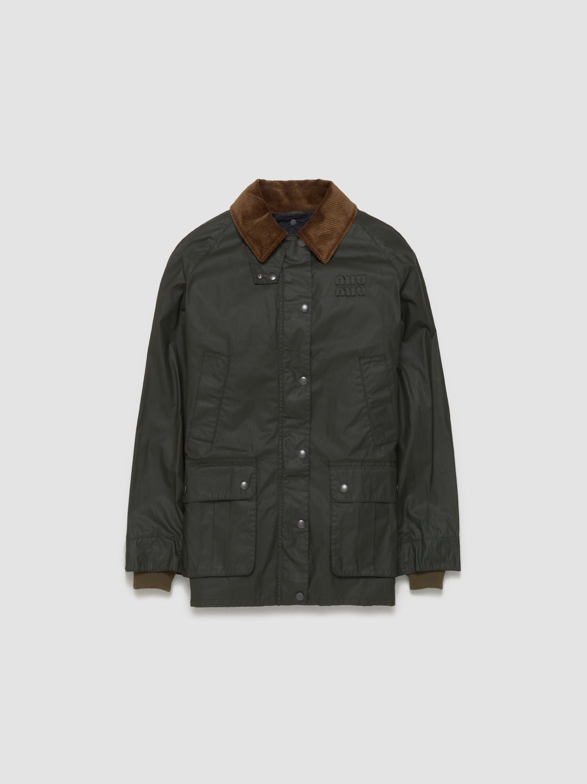 Padded Waxed Jacket in Khaki & Brown