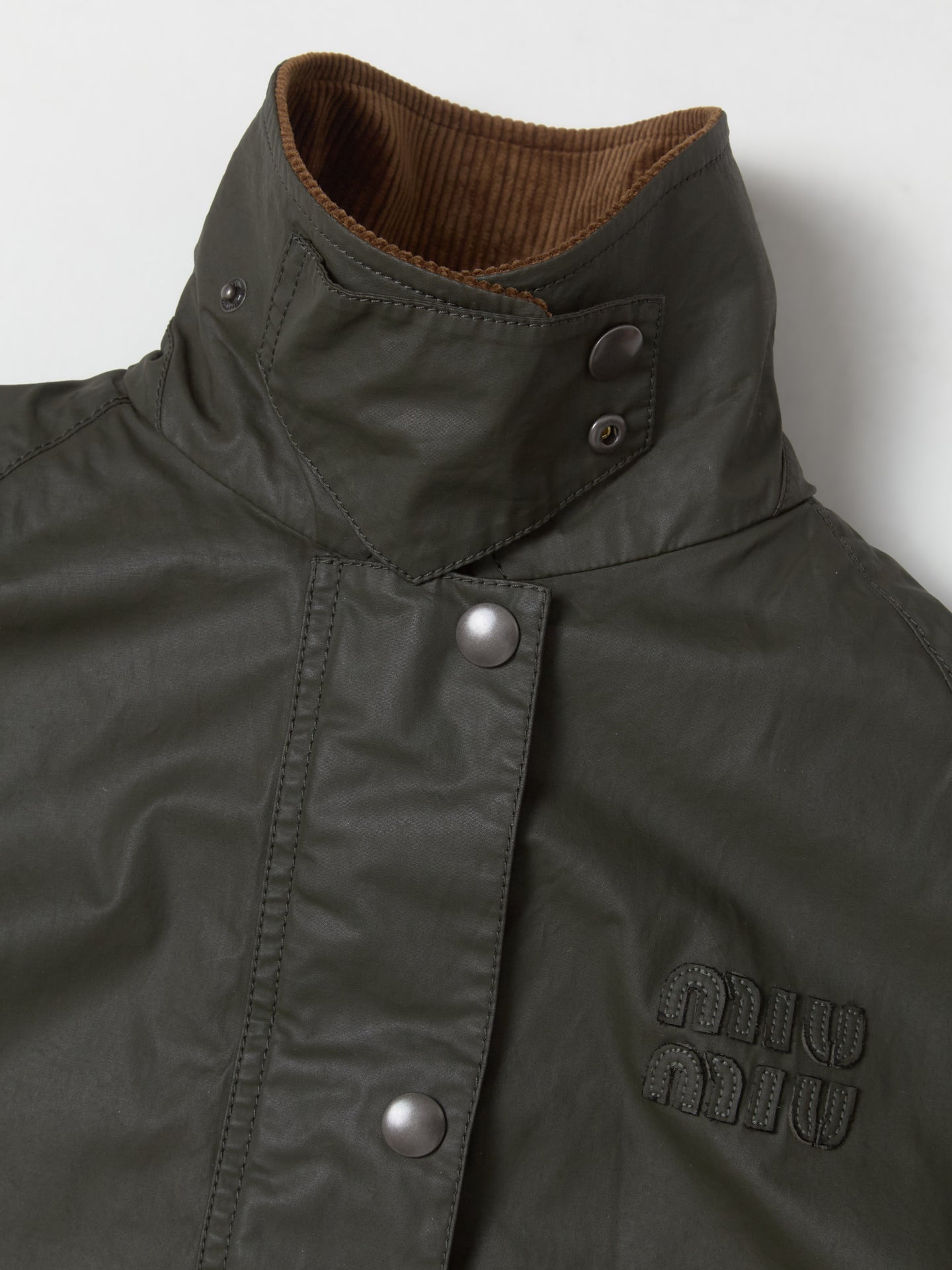 Padded Waxed Jacket in Khaki & Brown