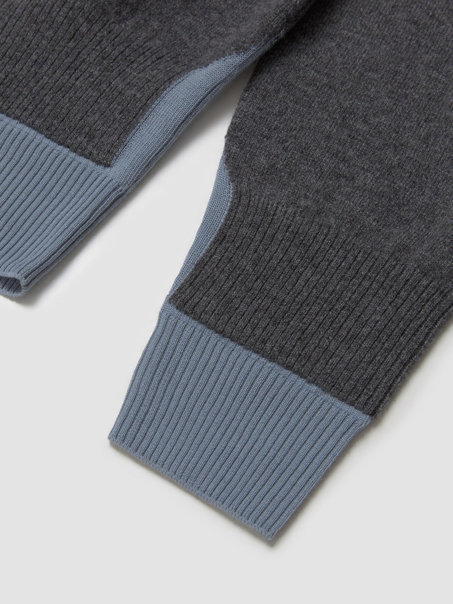 Cashmere Wool Knitted Polo in Grey & Dark Blue