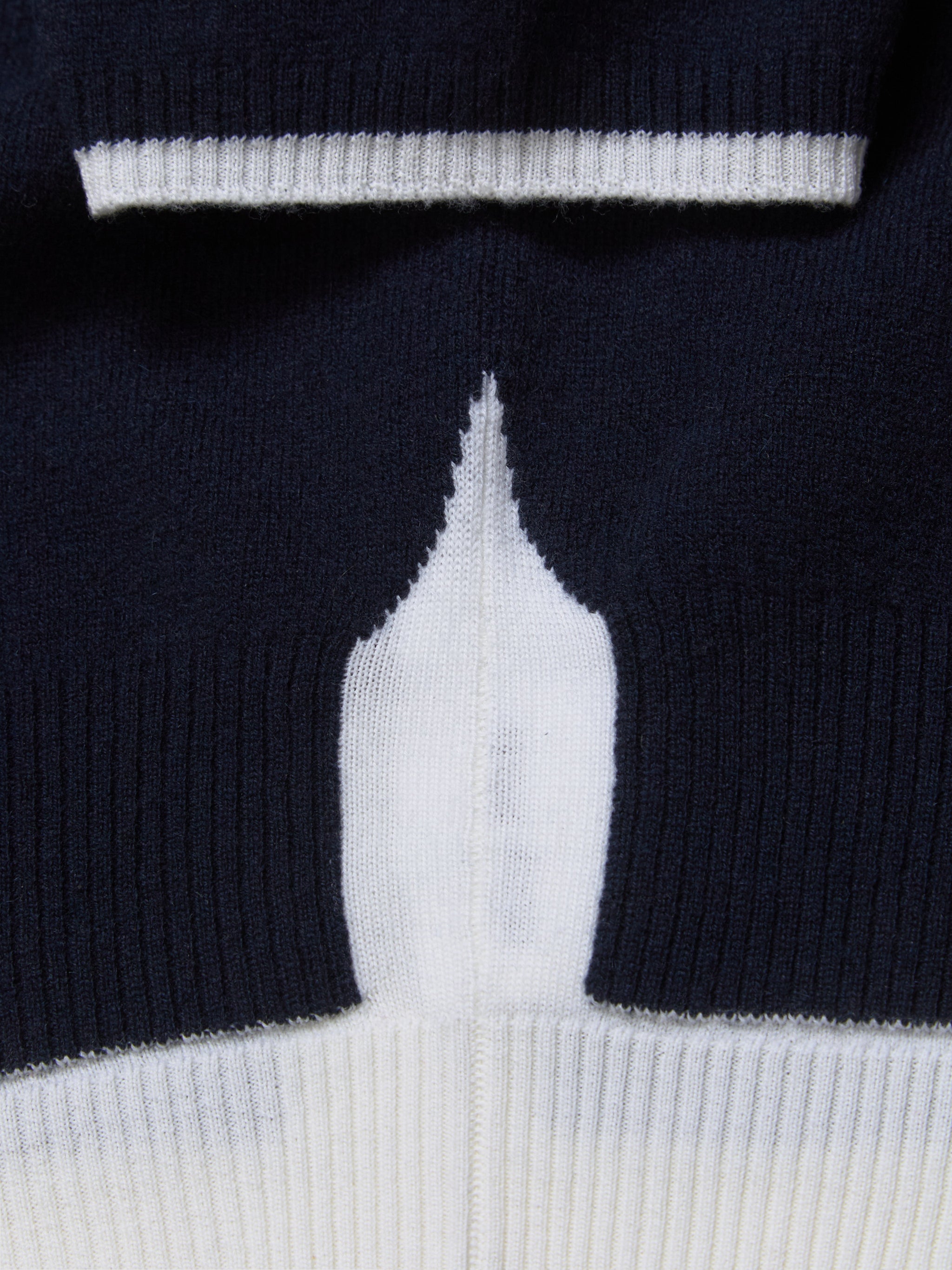 Cashmere Wool Short Sleeve Sweater in Blue & White