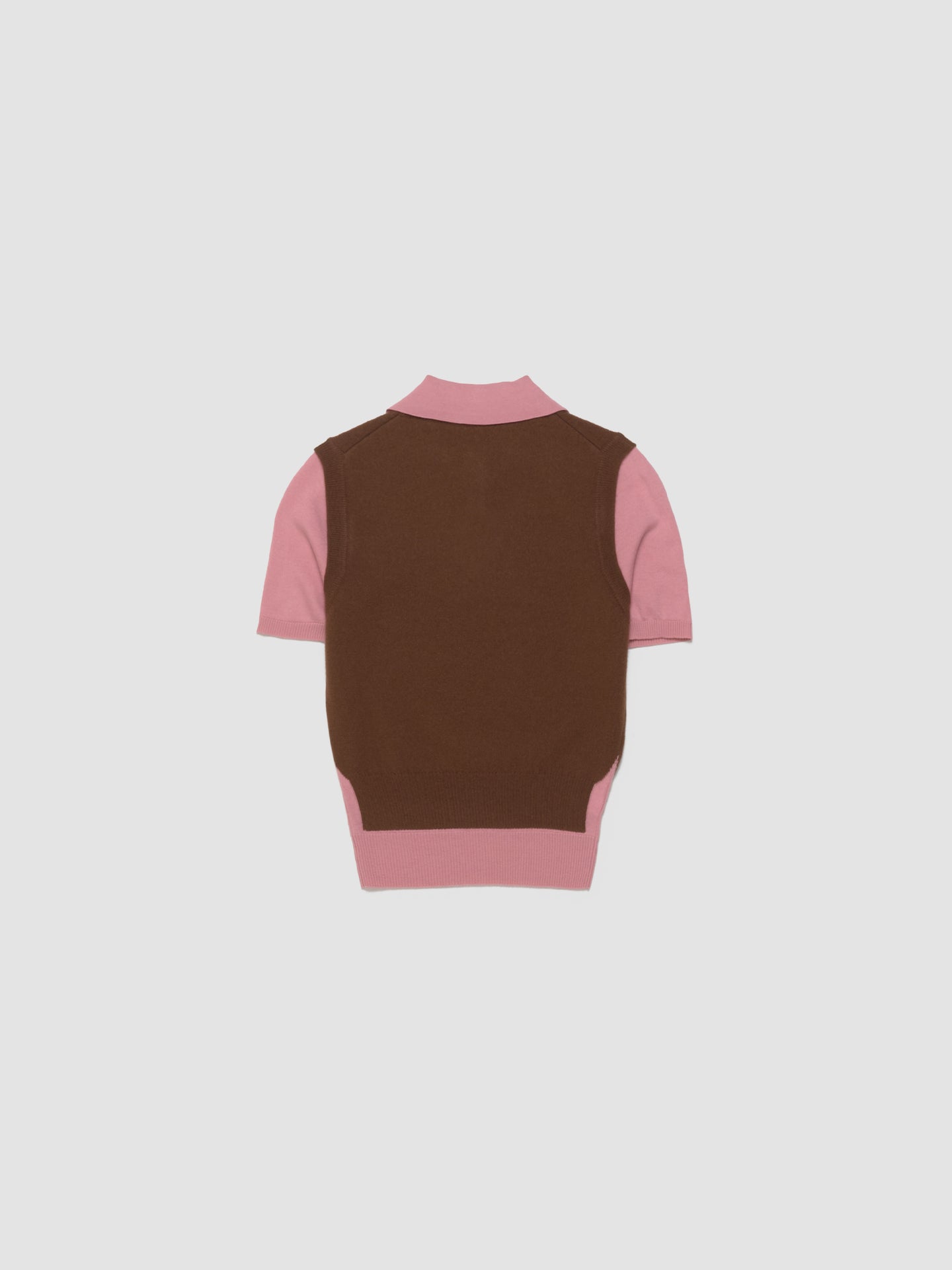 Cashmere Wool Knitted Polo in Tabacco & Pink