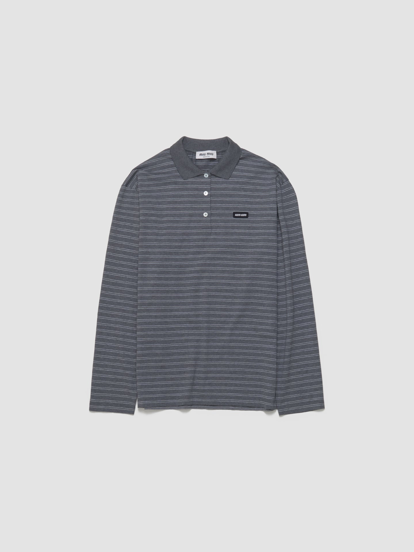 Cotton Jersey Polo Shirt in Grey & White