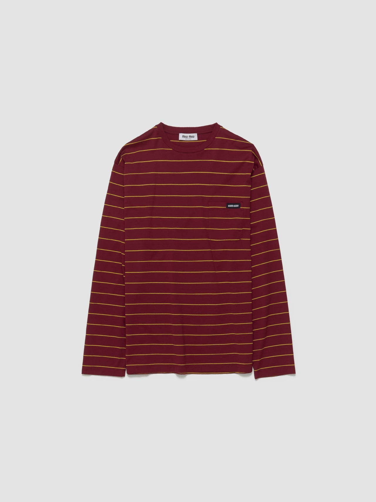 Striped Long Sleeve T-Shirt in Burgundy & Yellow