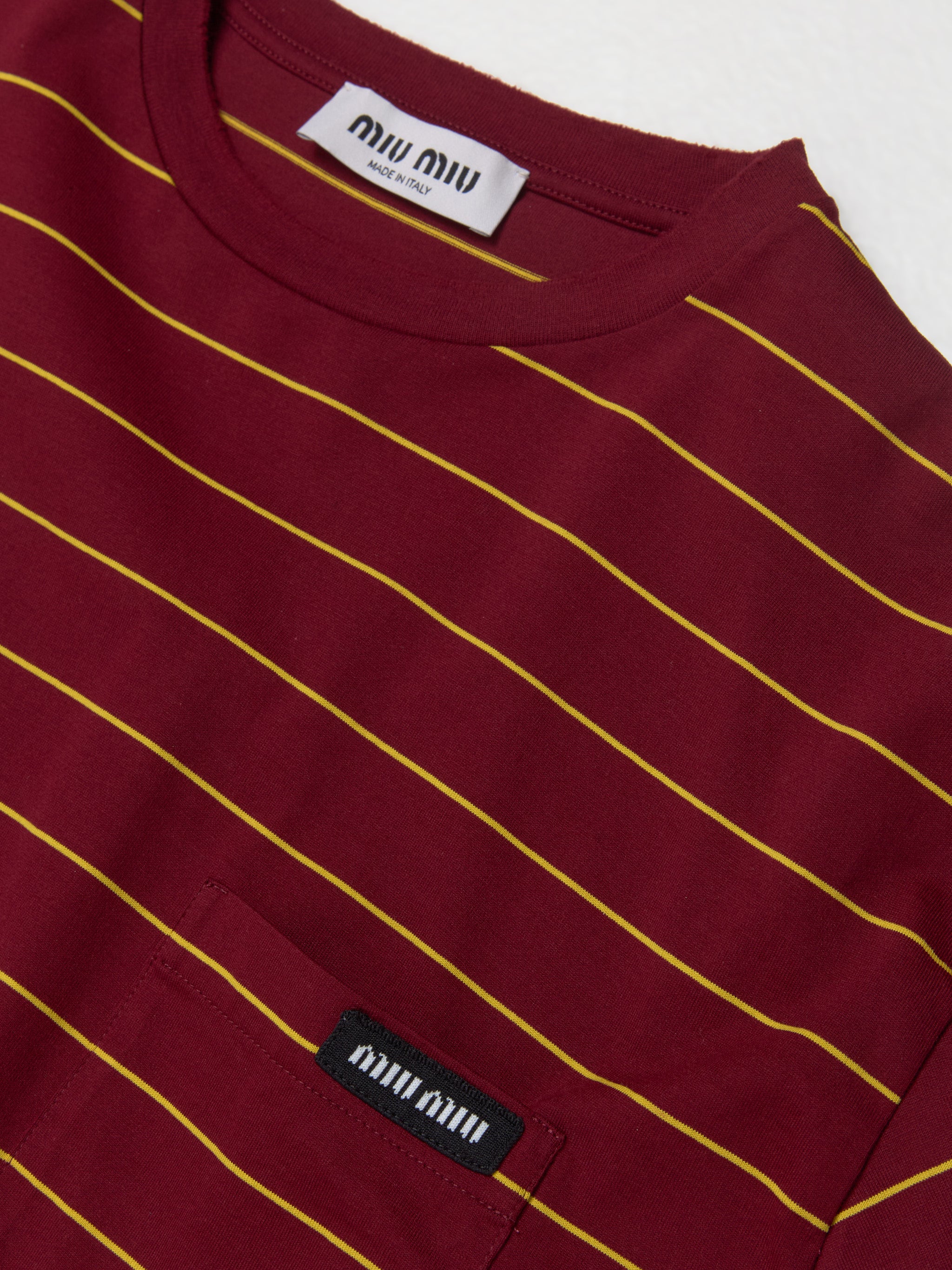 Striped Long Sleeve T-Shirt in Burgundy & Yellow