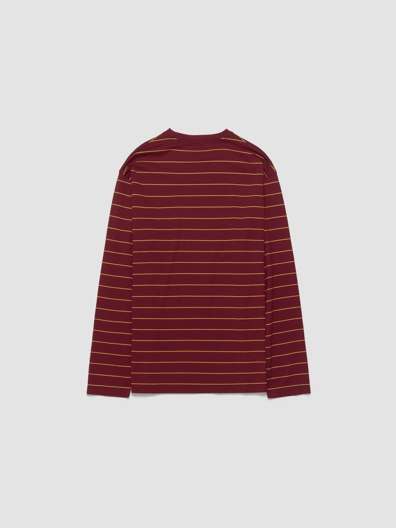 Striped Long Sleeve T-Shirt in Burgundy & Yellow