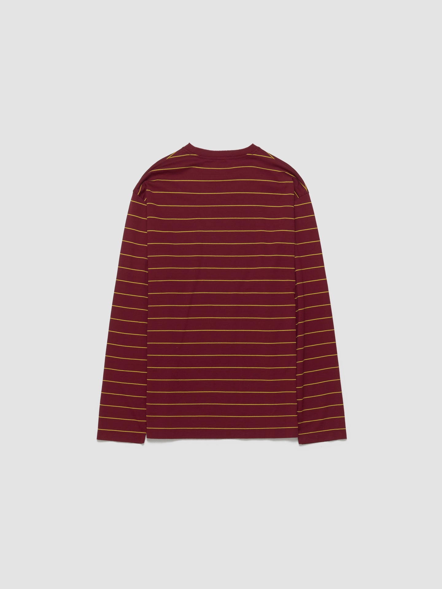 Striped Long Sleeve T-Shirt in Burgundy & Yellow