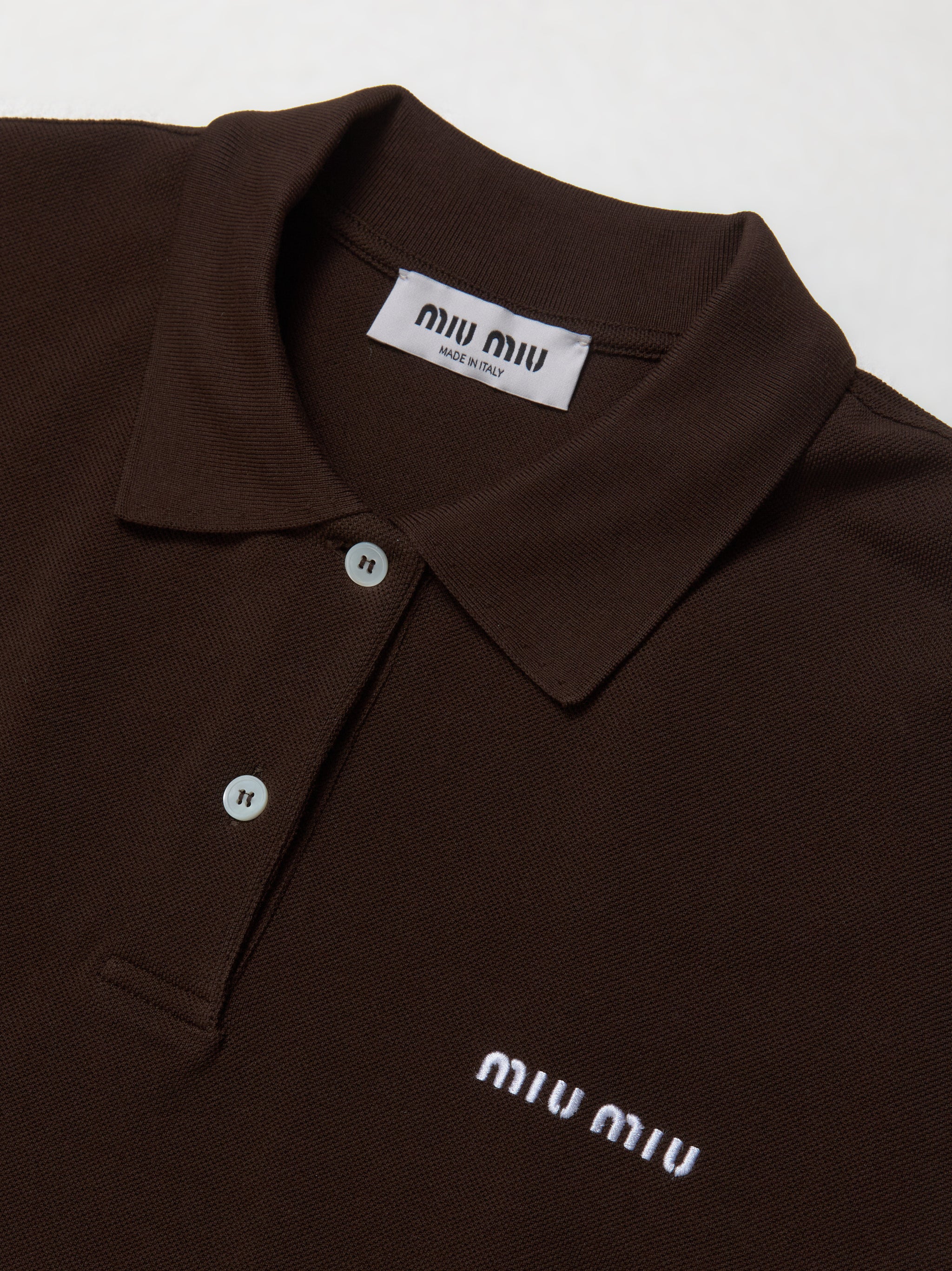 Cotton Piqué Polo Shirt in Brown