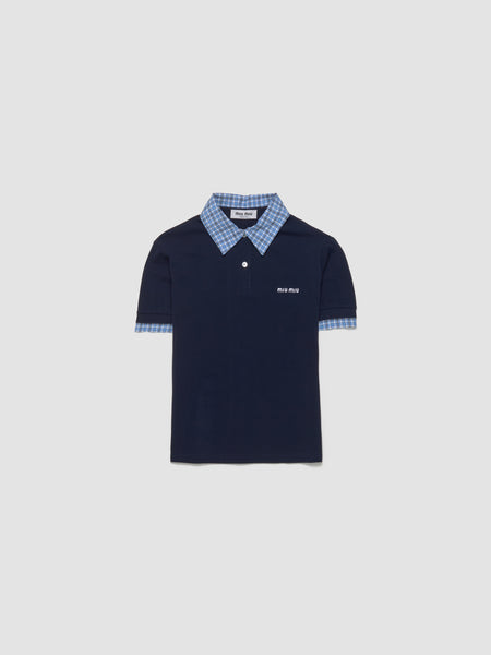 トップス prada miu miu polo shirt Miu Miu logo-embroidered Polo Shirt | Blue | FARFETCH JO