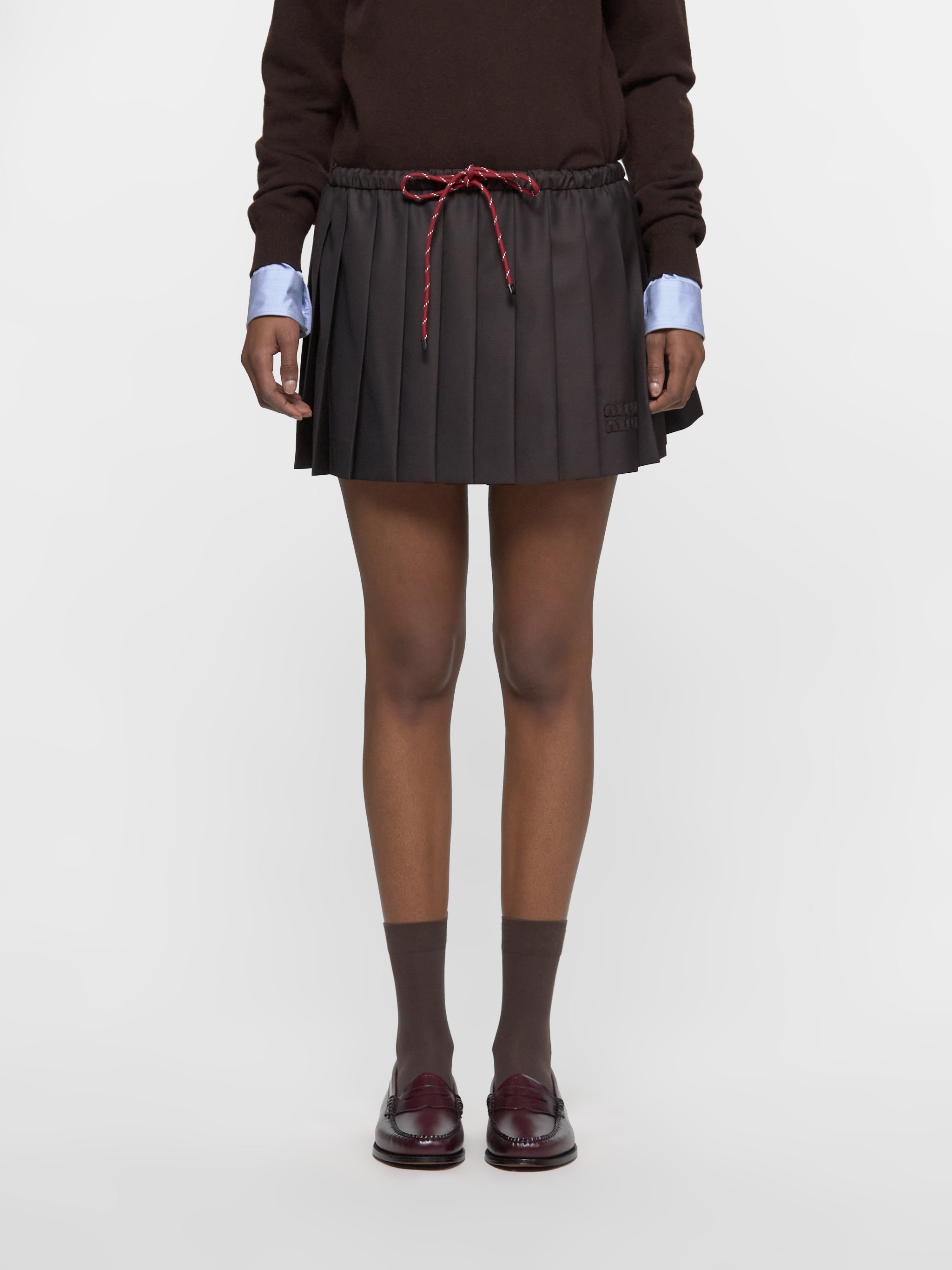 Pleated Batavia Skirt in Brown