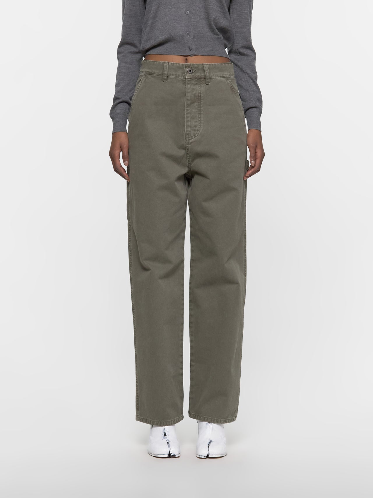 Garment-Dyed Gabardine Pants in Olive