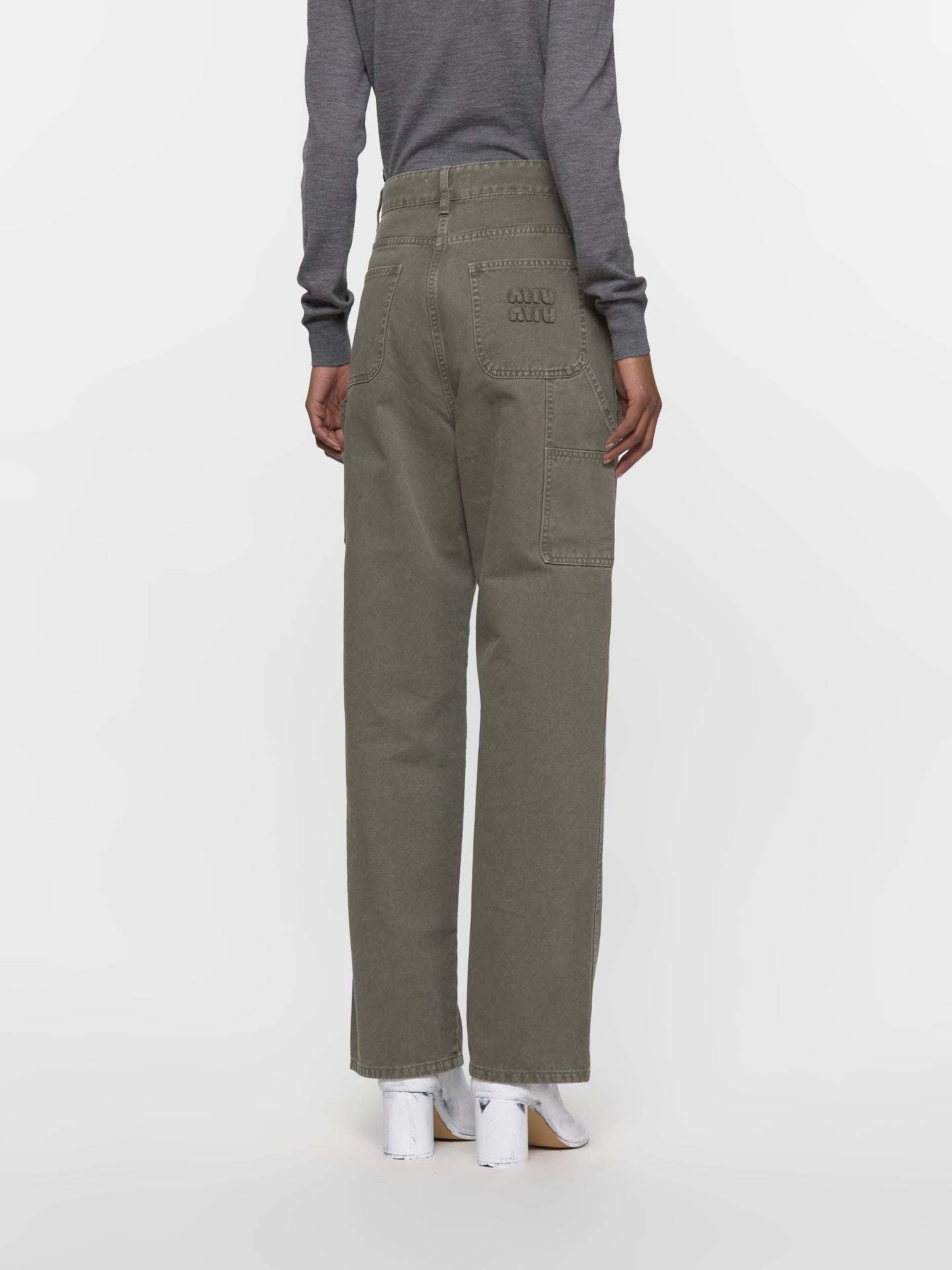 Garment-Dyed Gabardine Pants in Olive