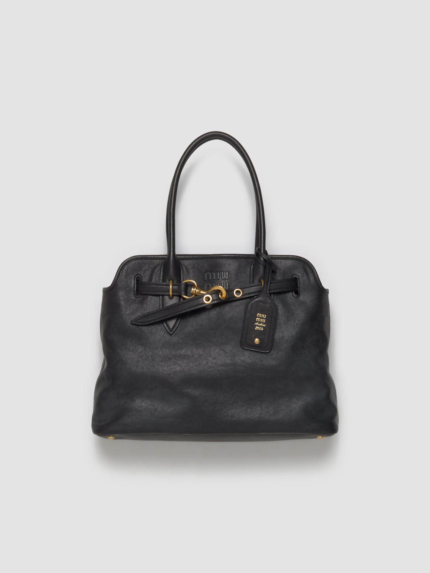 Aventure Nappa Leather Handbag in Black