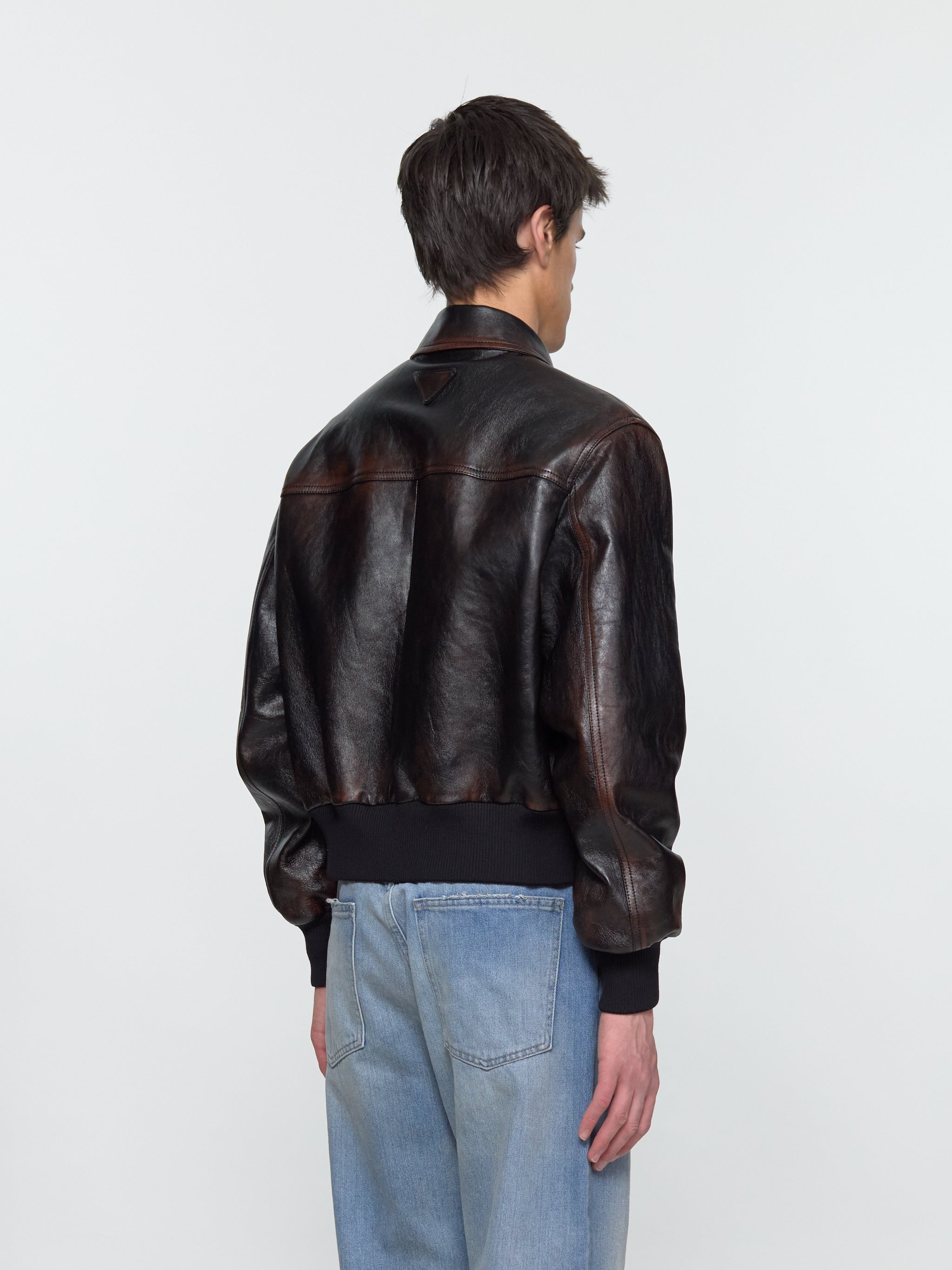 Leather Bomber Jacket in Black