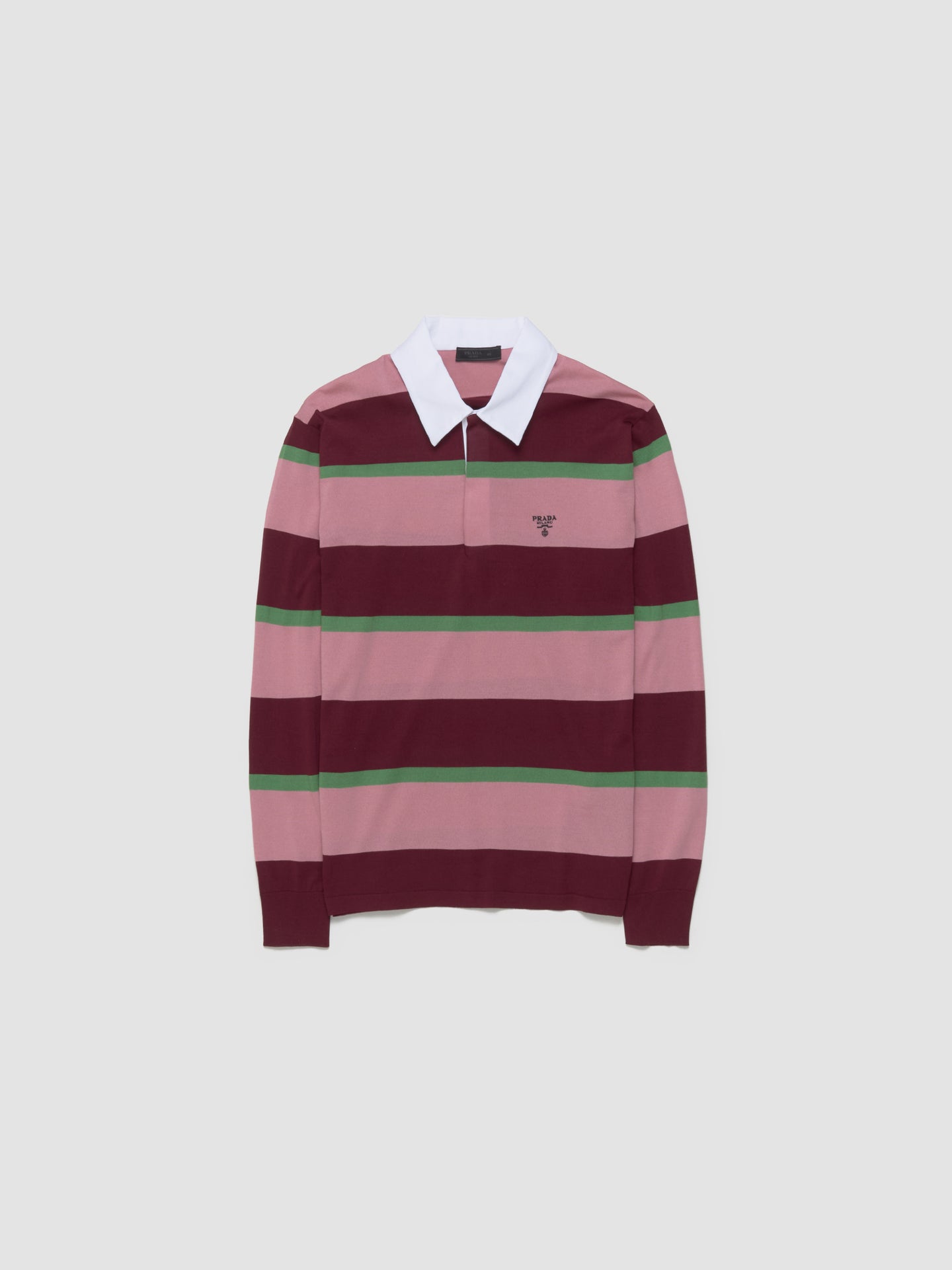 Striped Silk and Cotton Polo Shirt in Burgundy