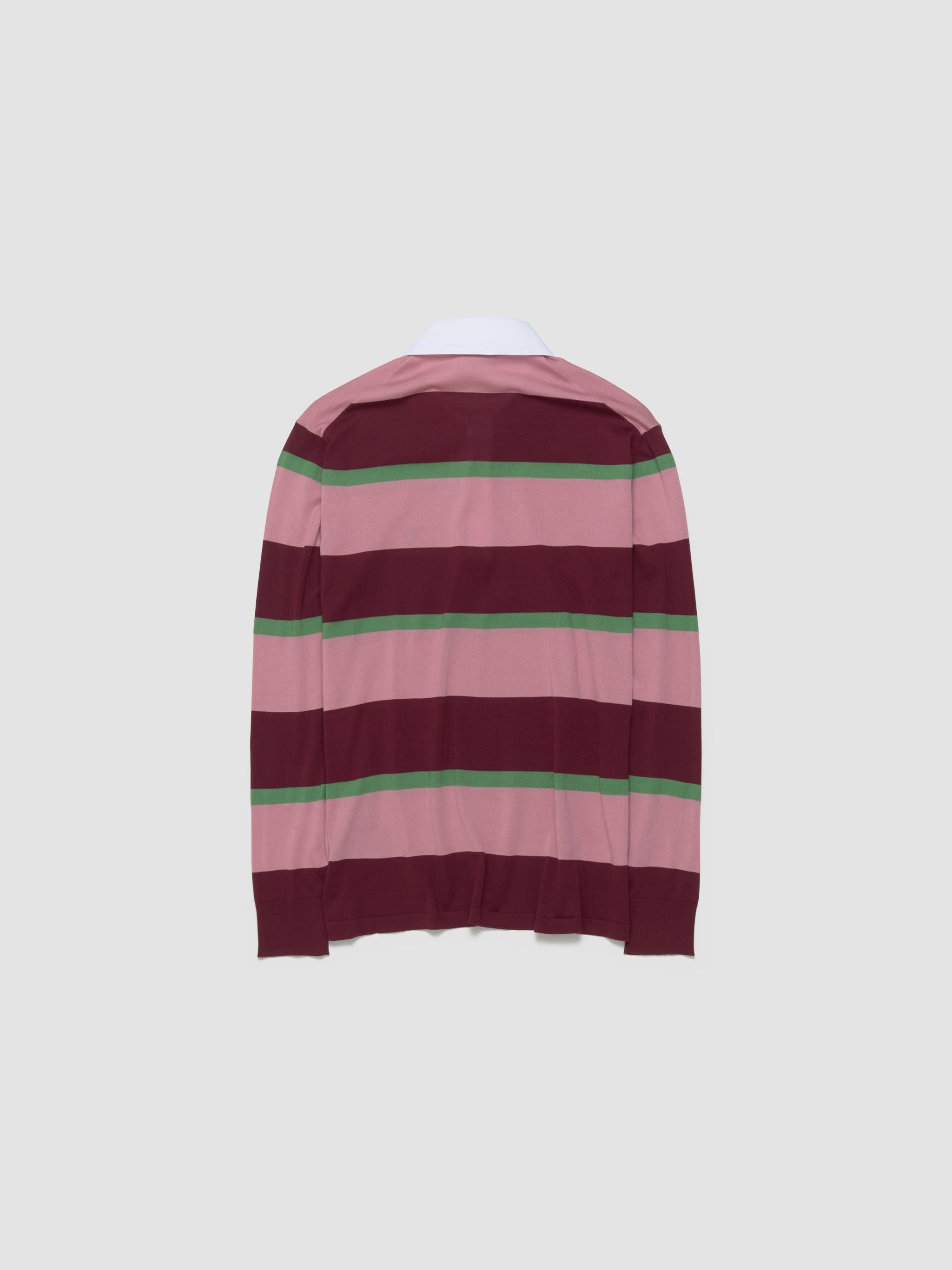 Striped Silk and Cotton Polo Shirt in Burgundy