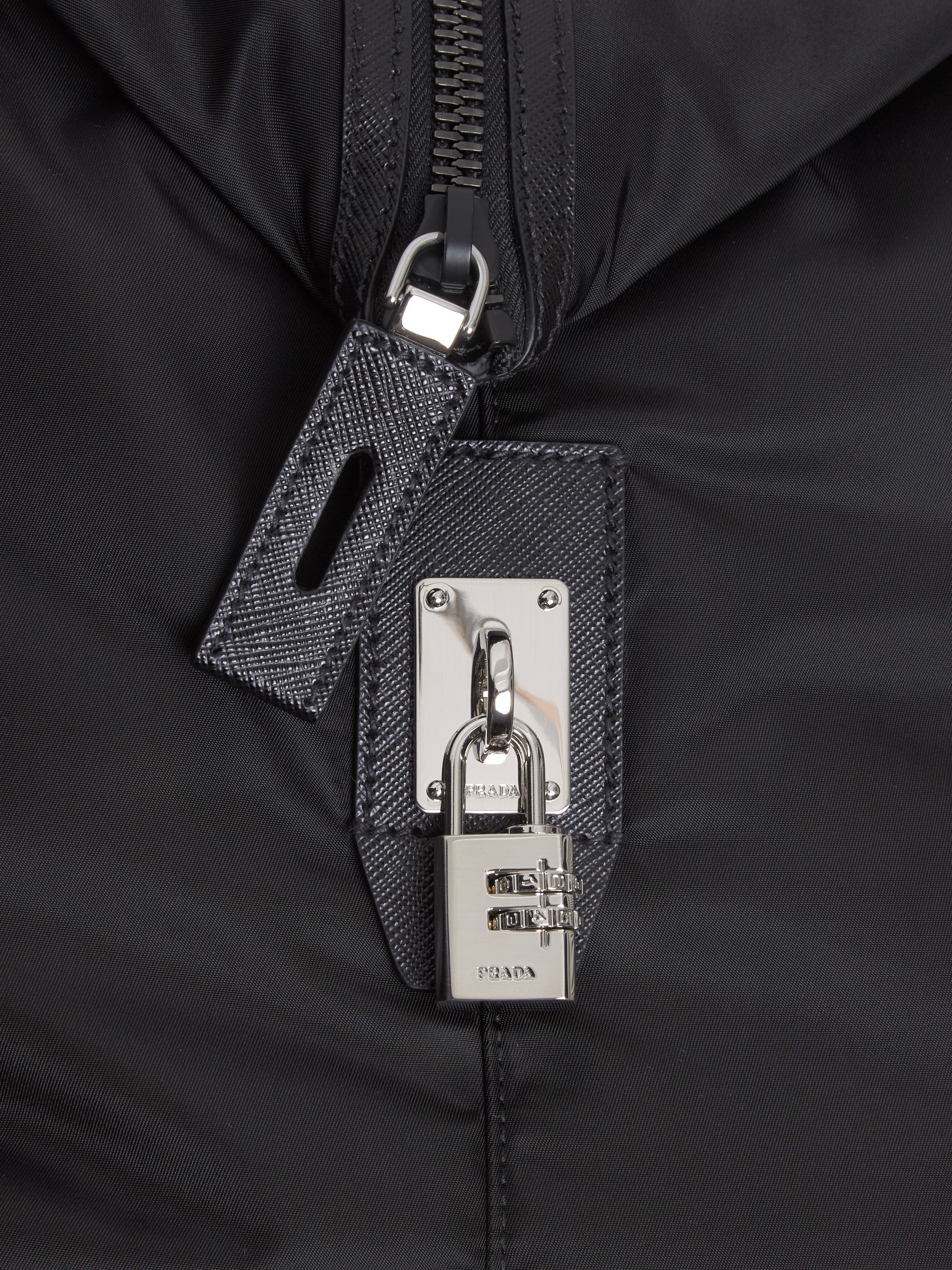 Re-Nylon and Saffiano Leather Travel Bag in Black