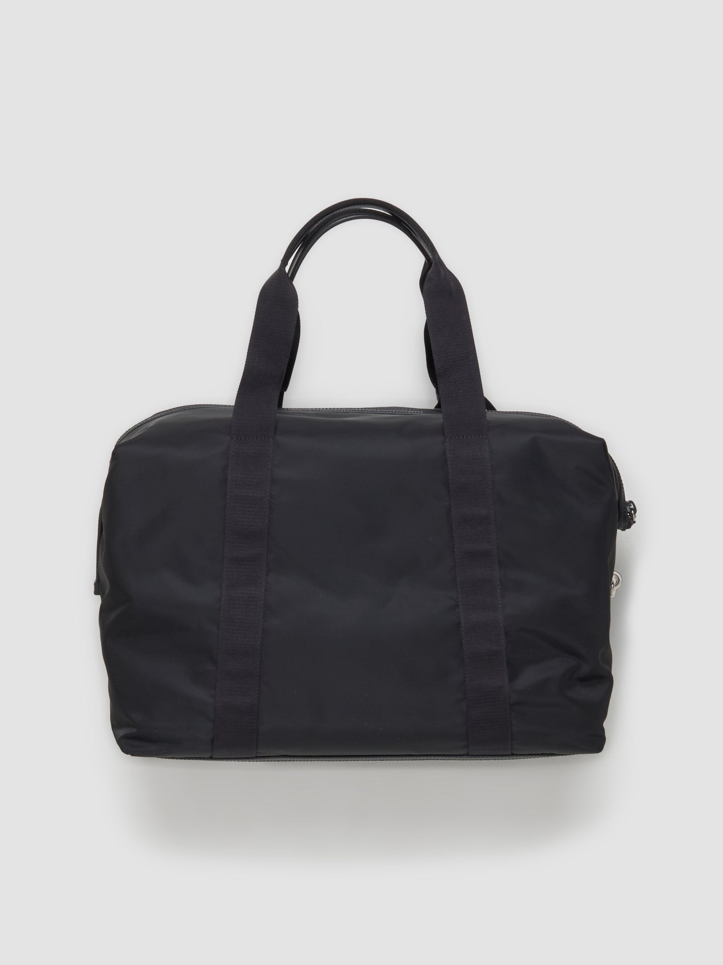 Re-Nylon and Saffiano Leather Travel Bag in Black