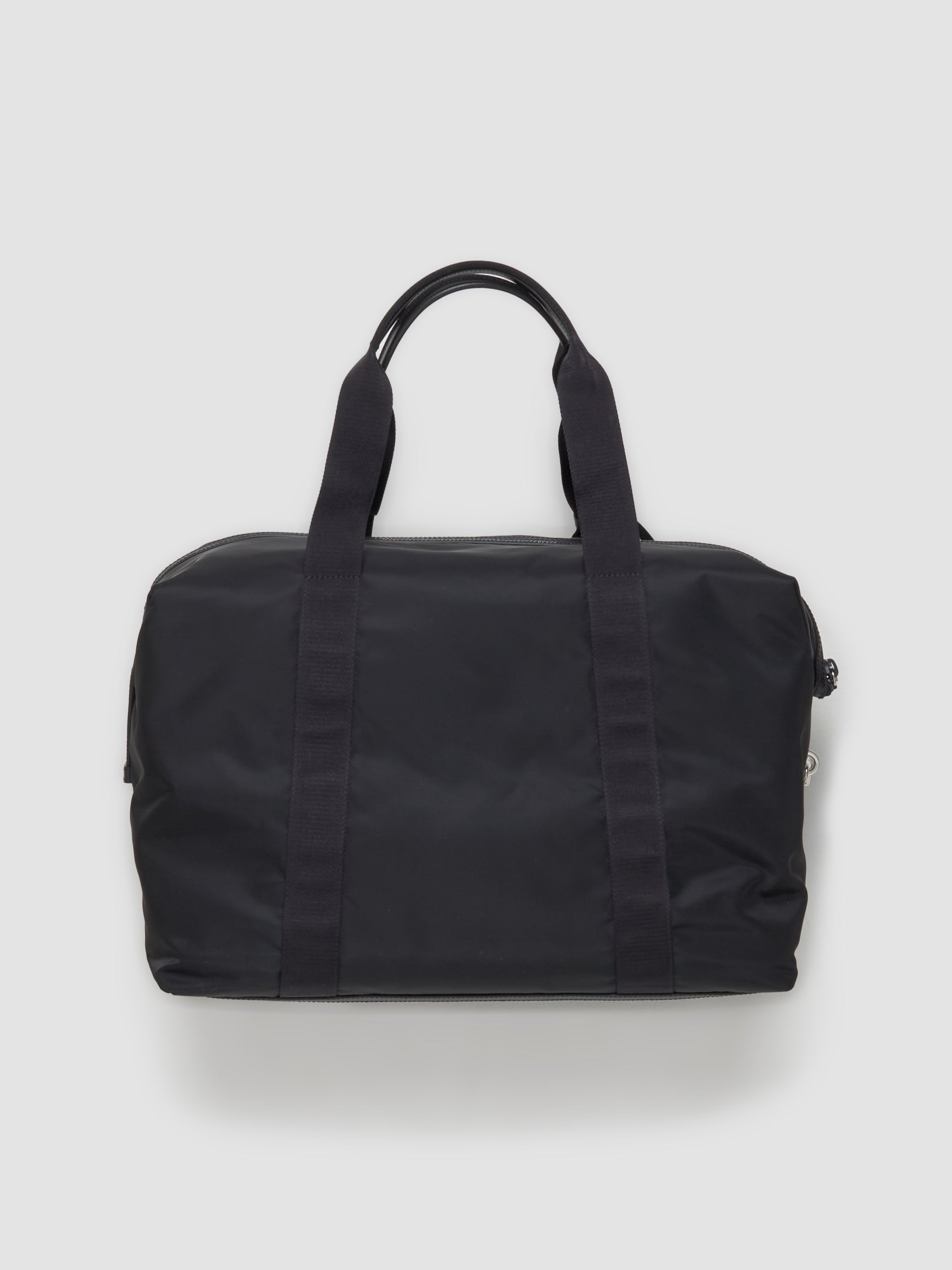 Re-Nylon and Saffiano Leather Travel Bag in Black