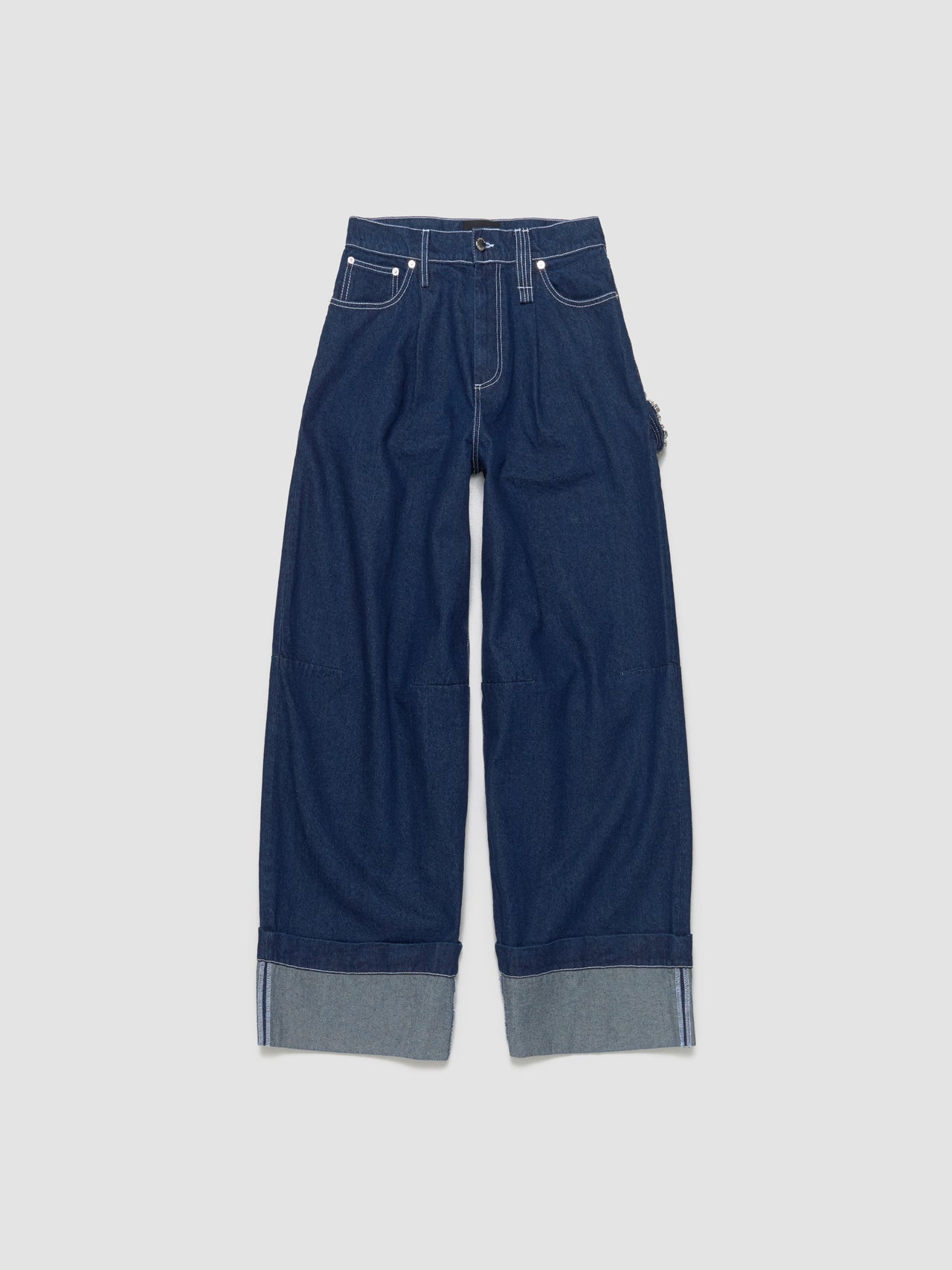 Wide Leg Puddle Denim Jeans in Indigo