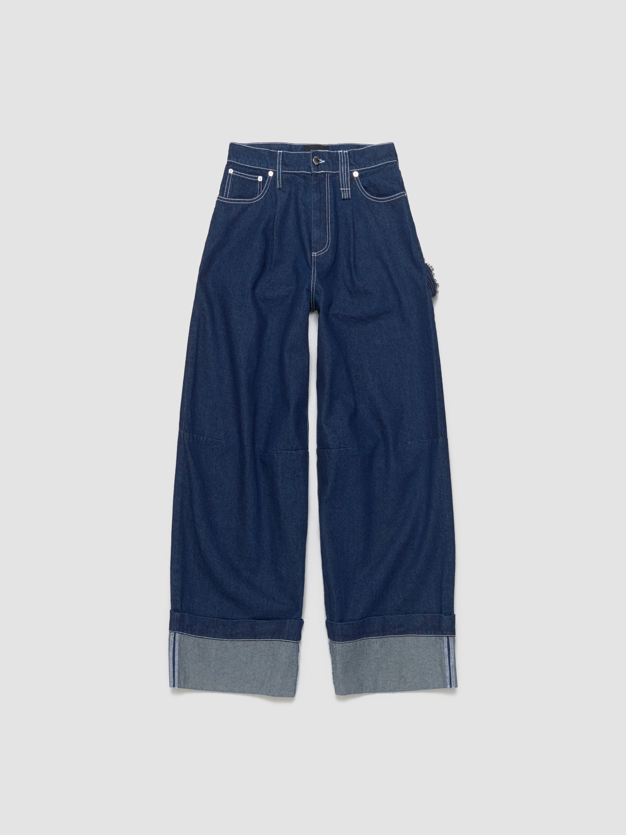 Wide Leg Puddle Denim Jeans in Indigo