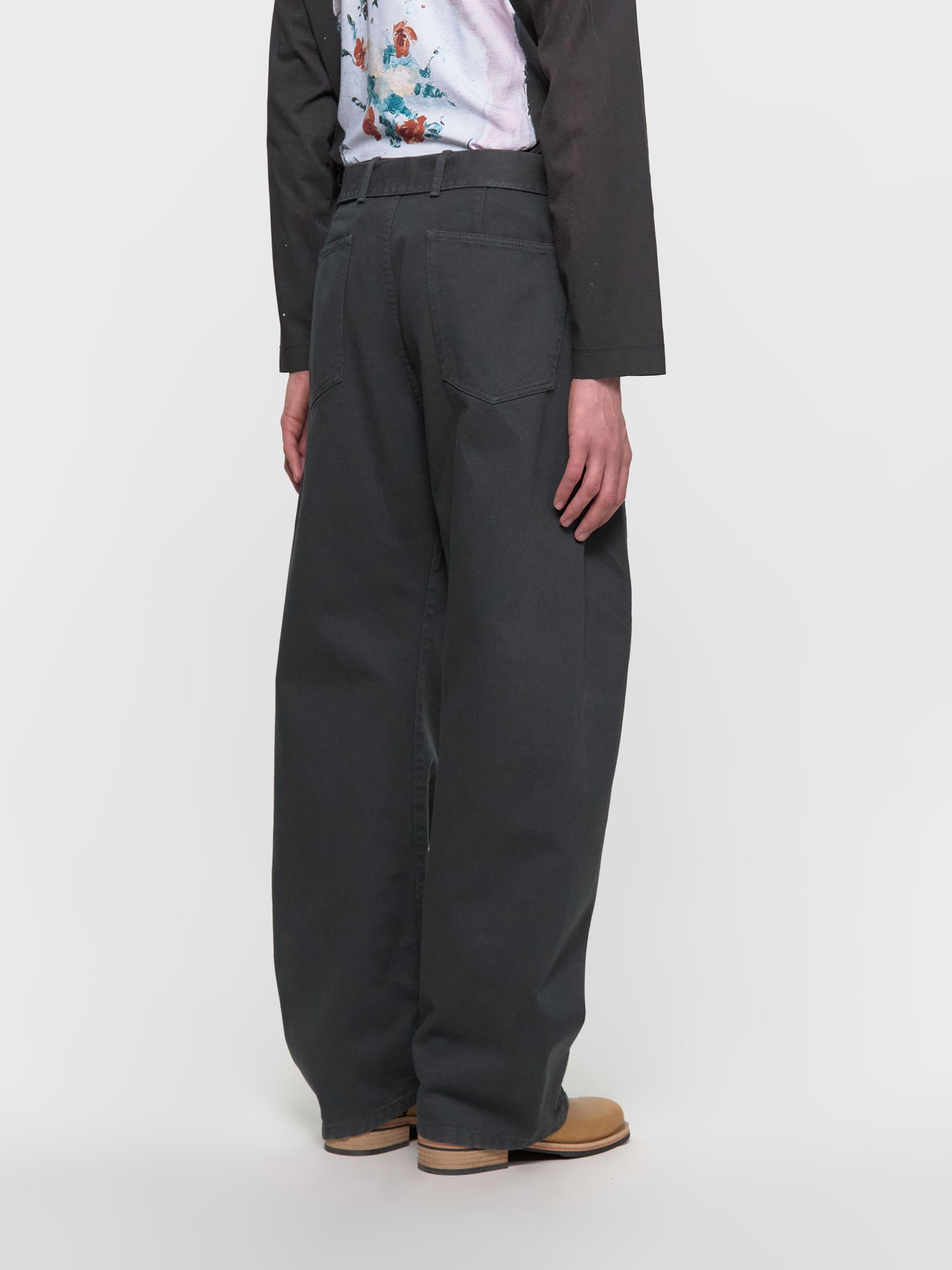 Twisted Belted Pants in Carbon Blue