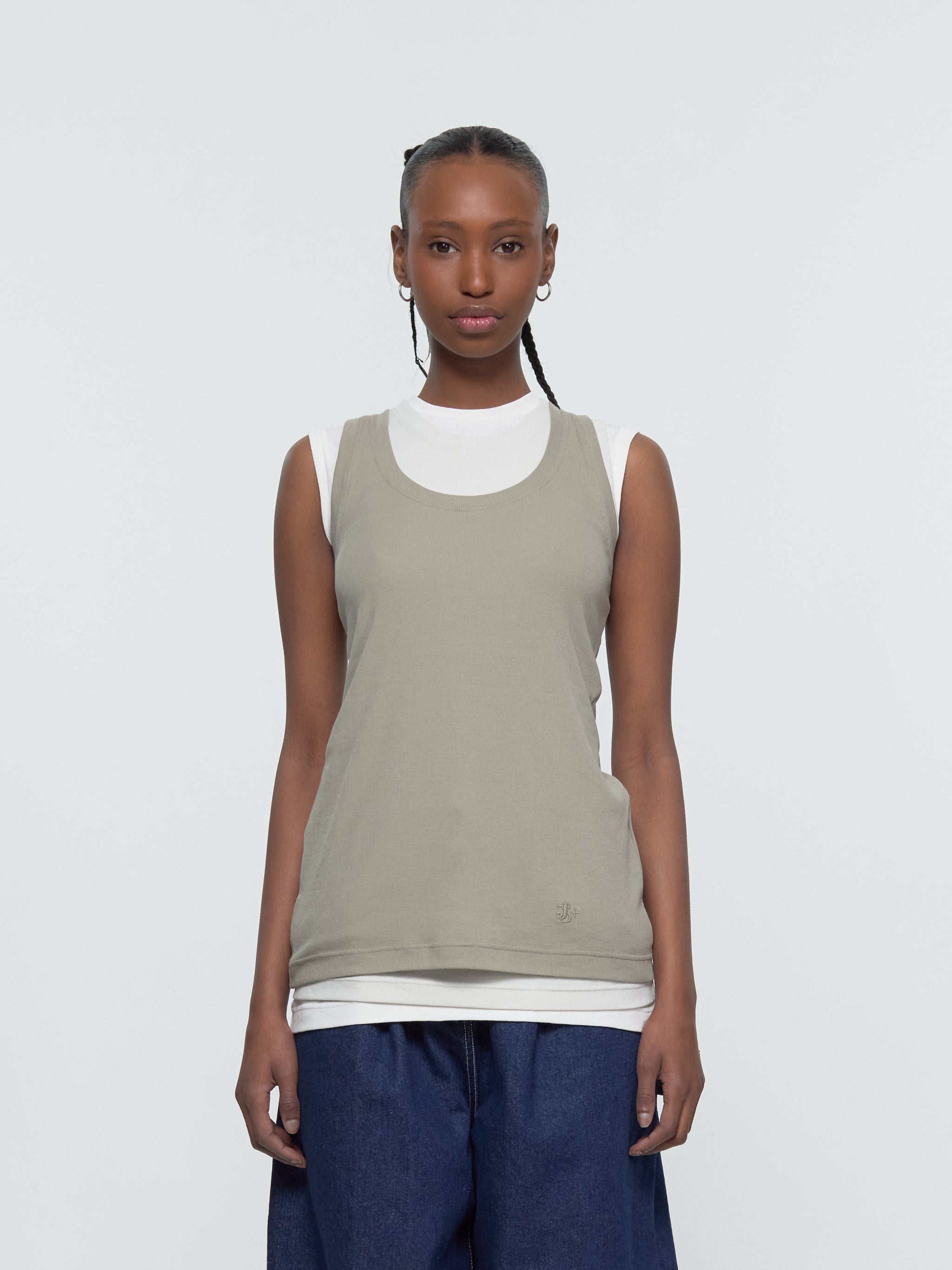 Set of Three Tank Tops in Olive