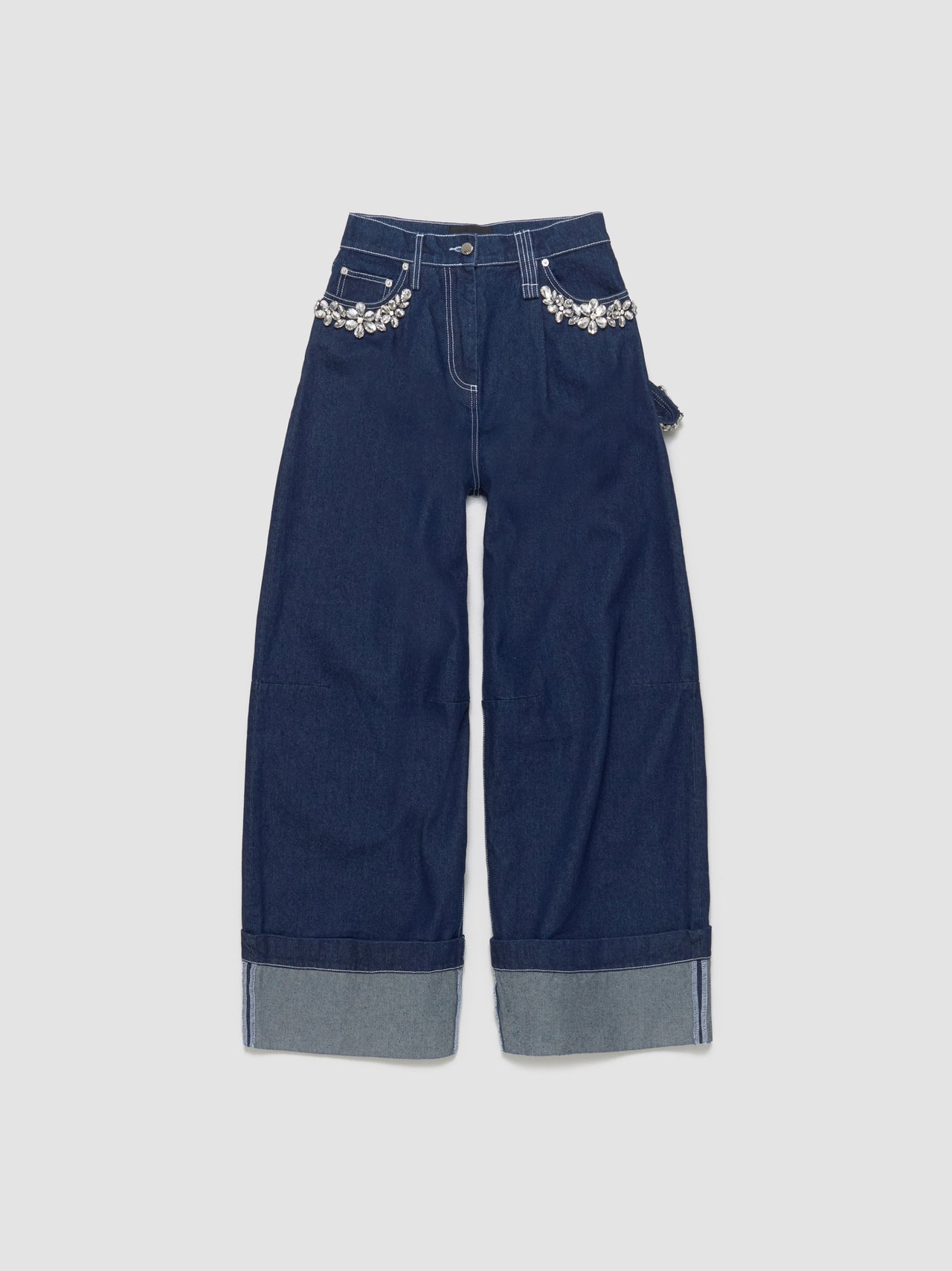 Wide Leg Puddle Jeans With Turbo in Indigo