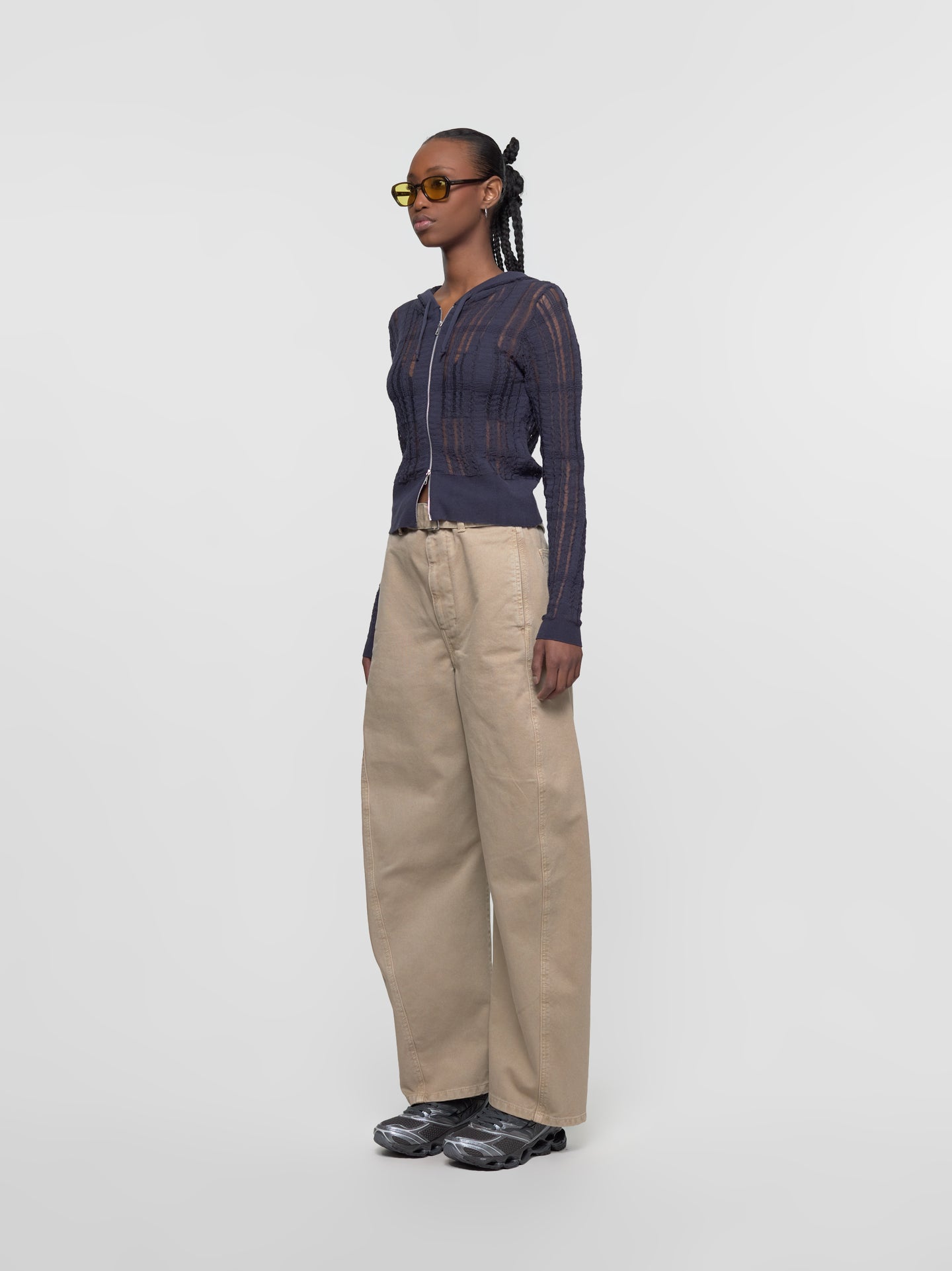 Twisted Belted Pants in Natural Beige