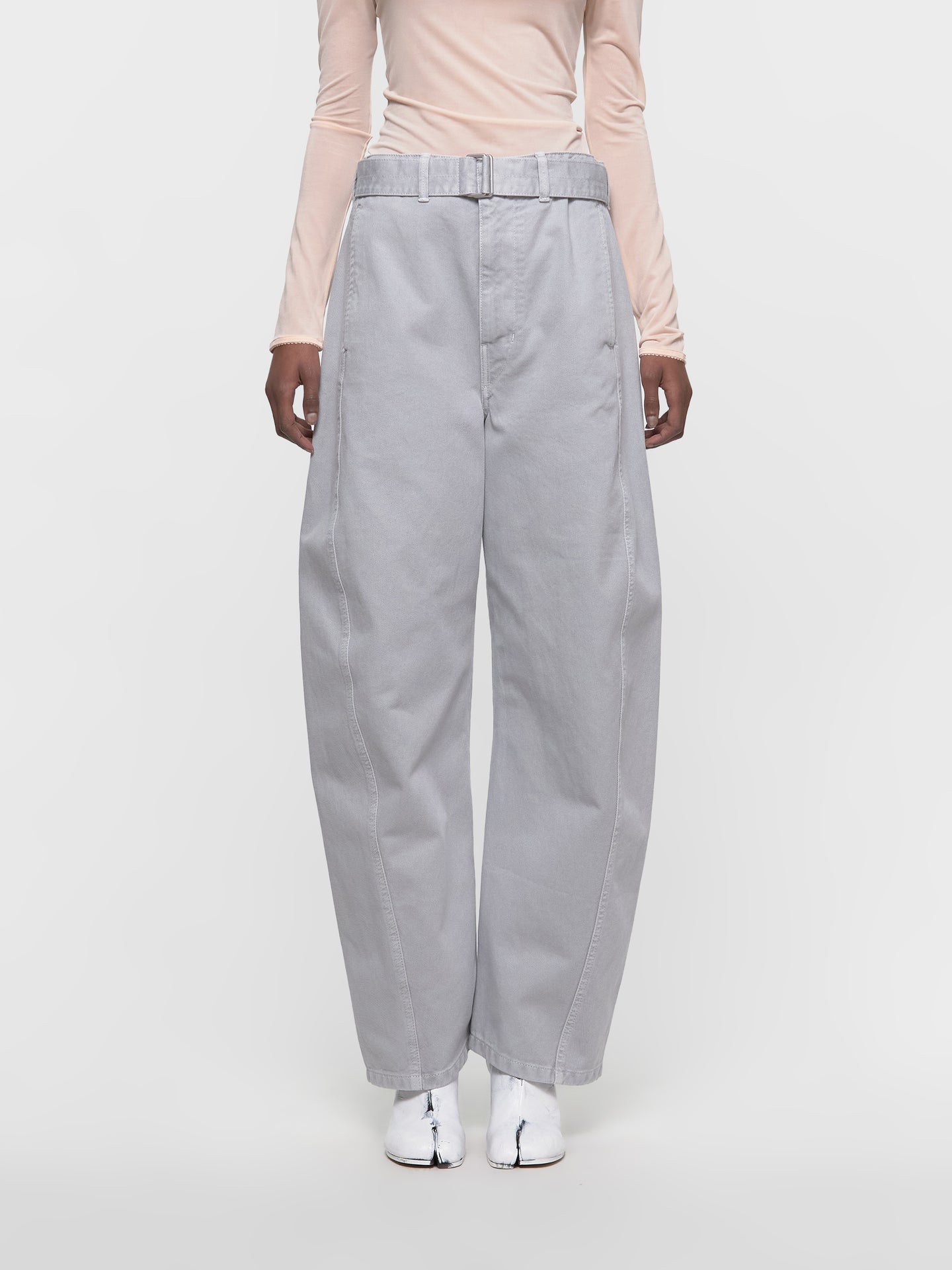 Twisted Belted Pants in Snowy Blue Grey