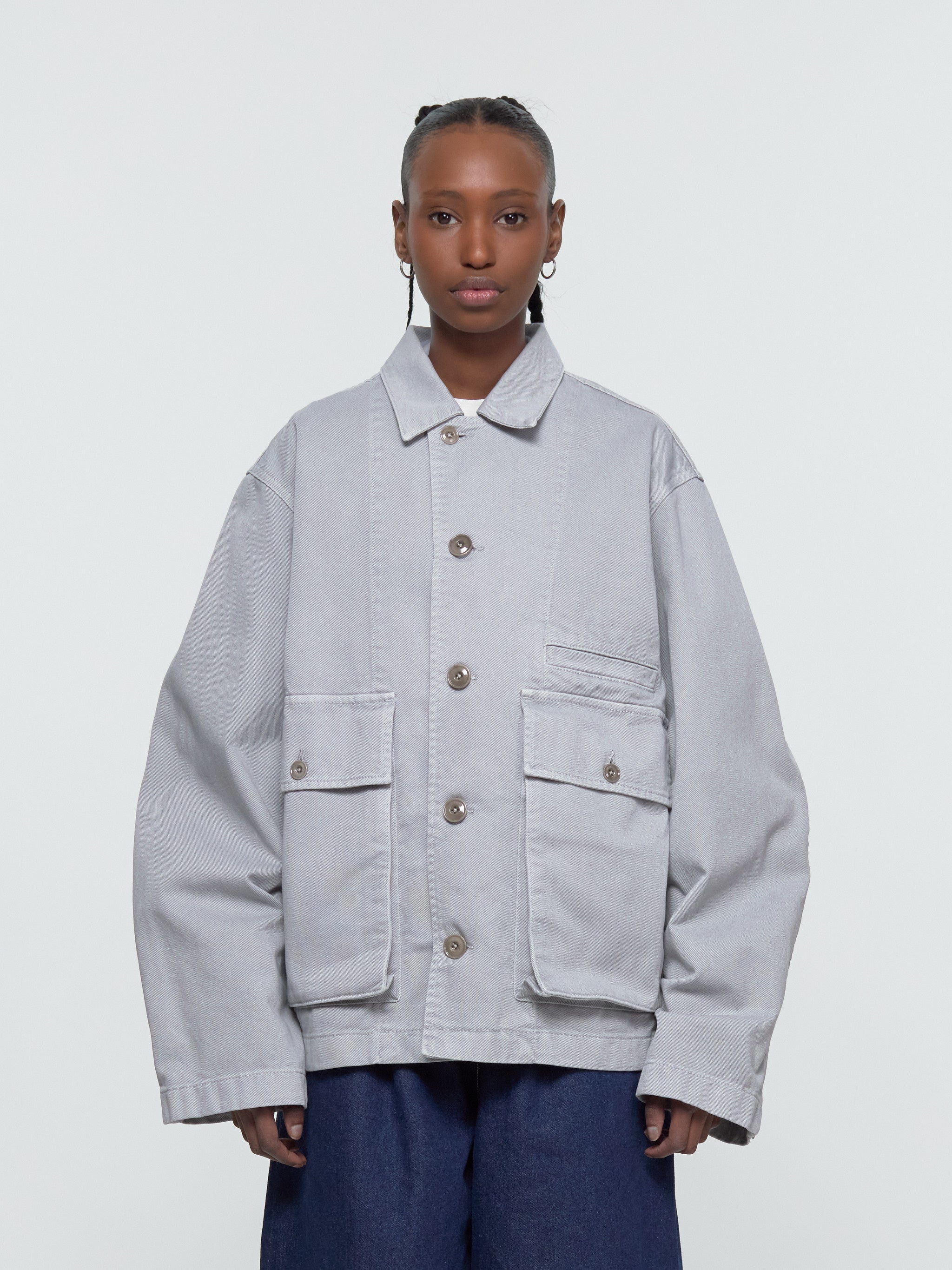 Boxy Jacket in Snowy Blue Grey