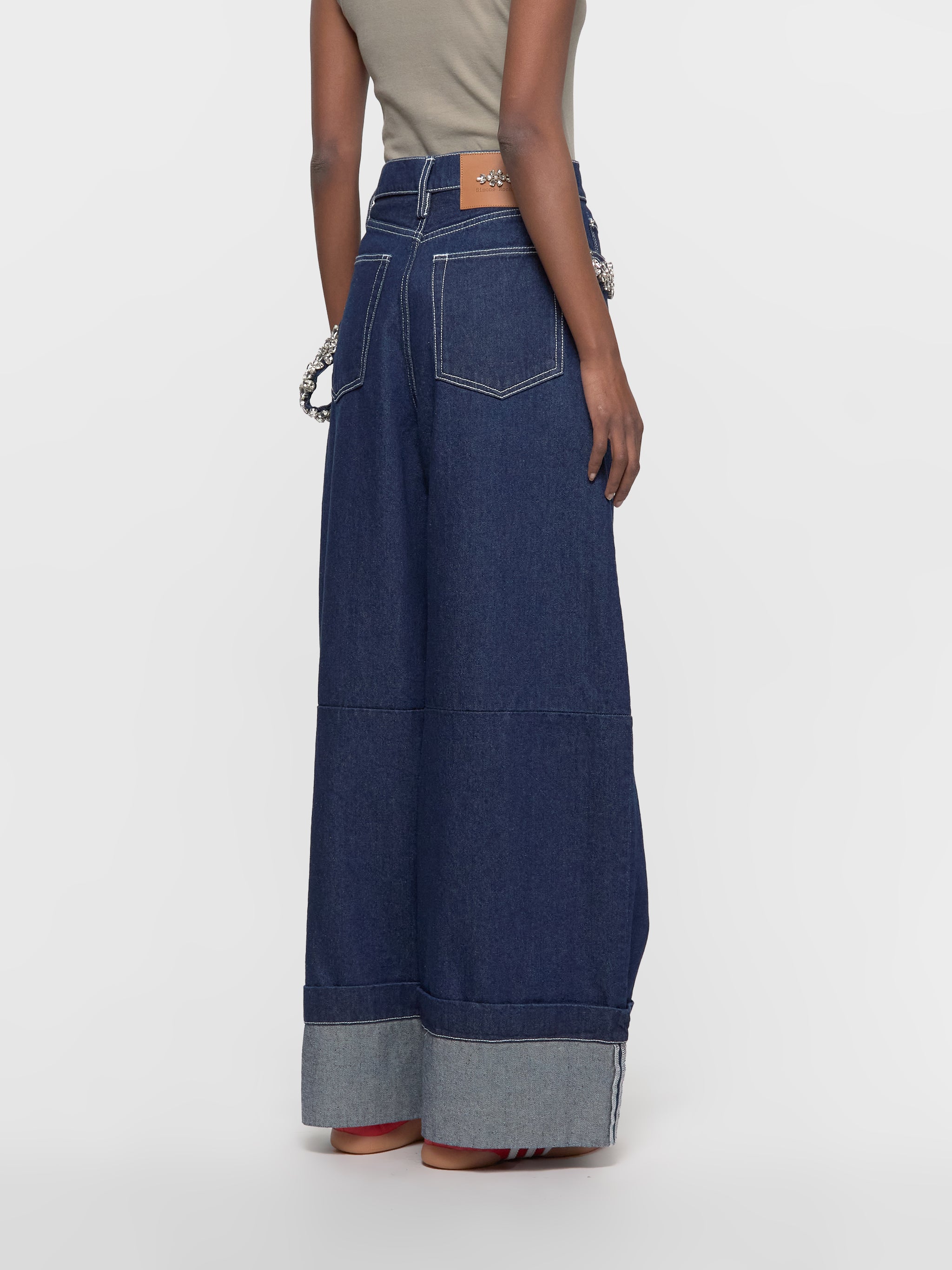 Wide Leg Puddle Jeans With Turbo in Indigo