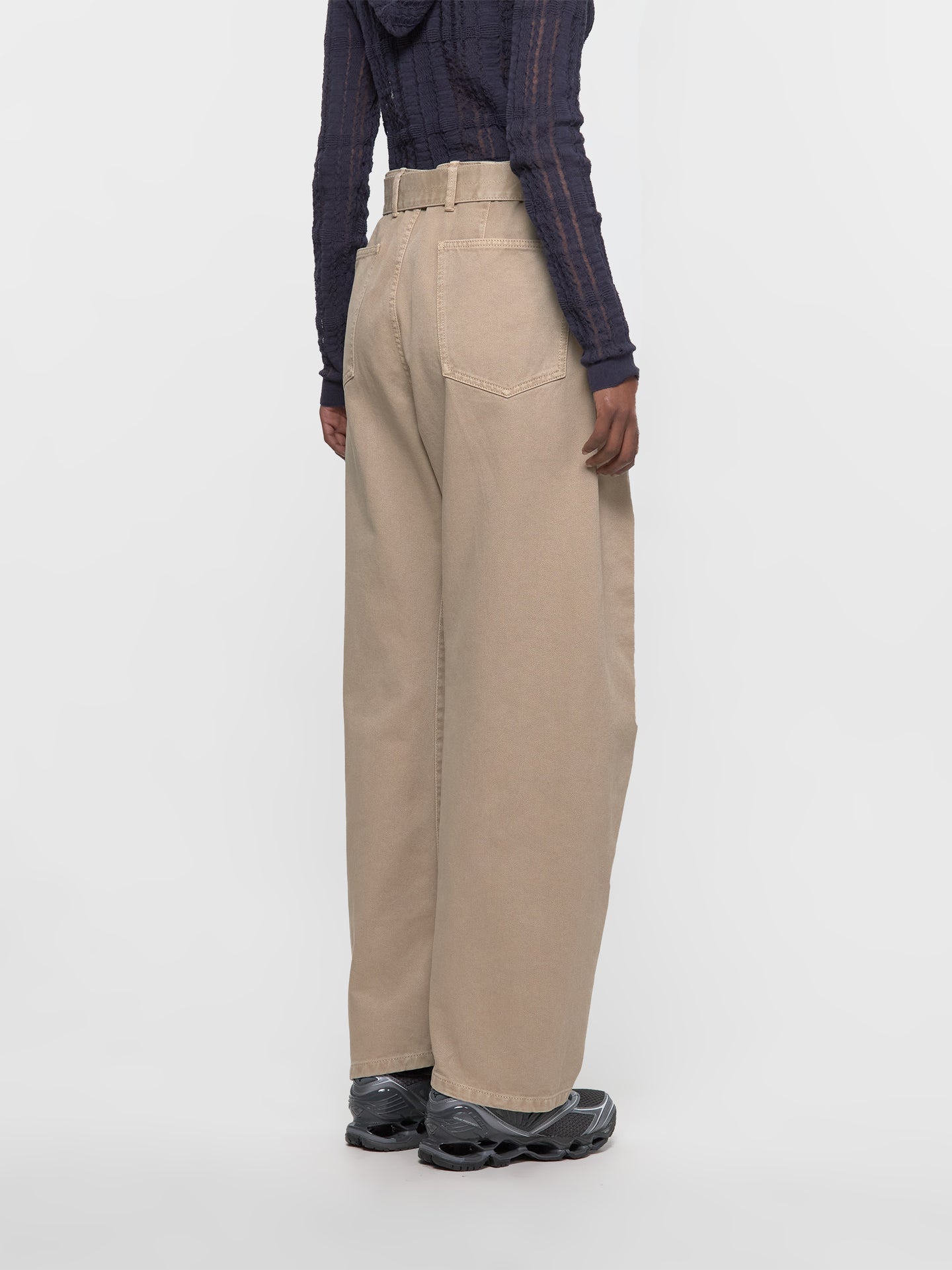 Twisted Belted Pants in Natural Beige