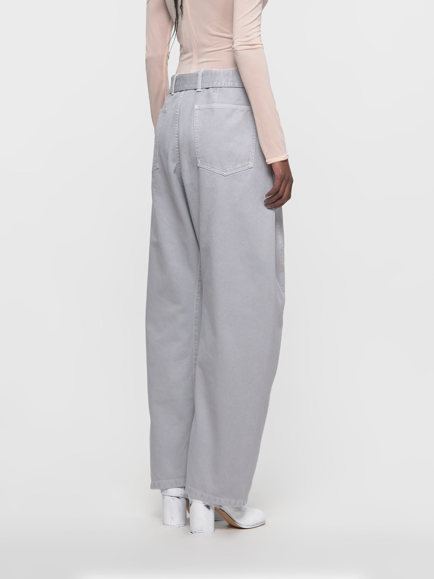 Twisted Belted Pants in Snowy Blue Grey