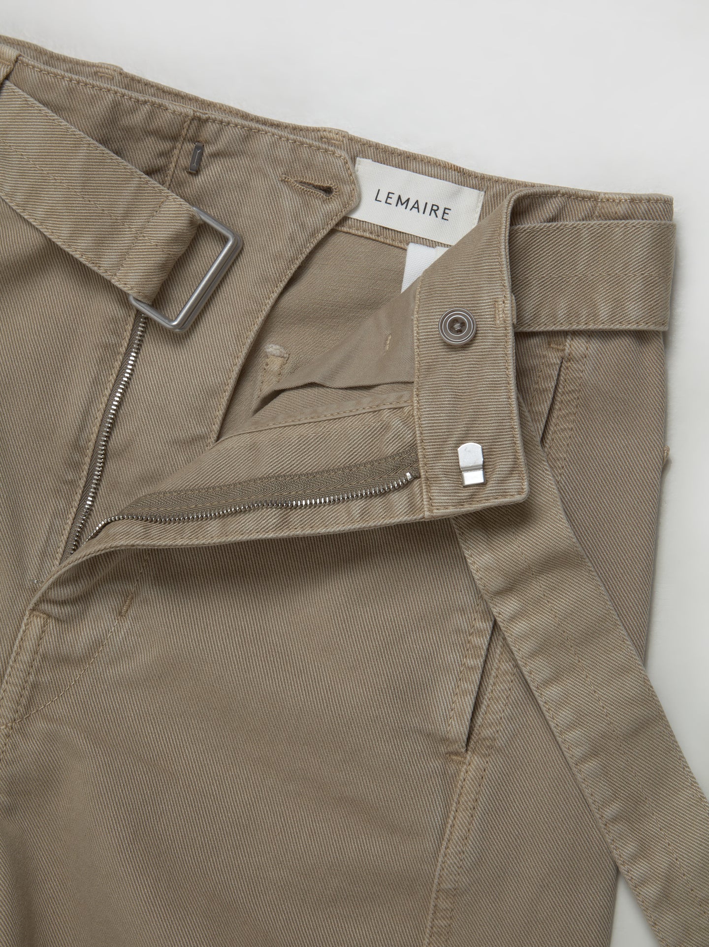 Twisted Belted Pants in Natural Beige