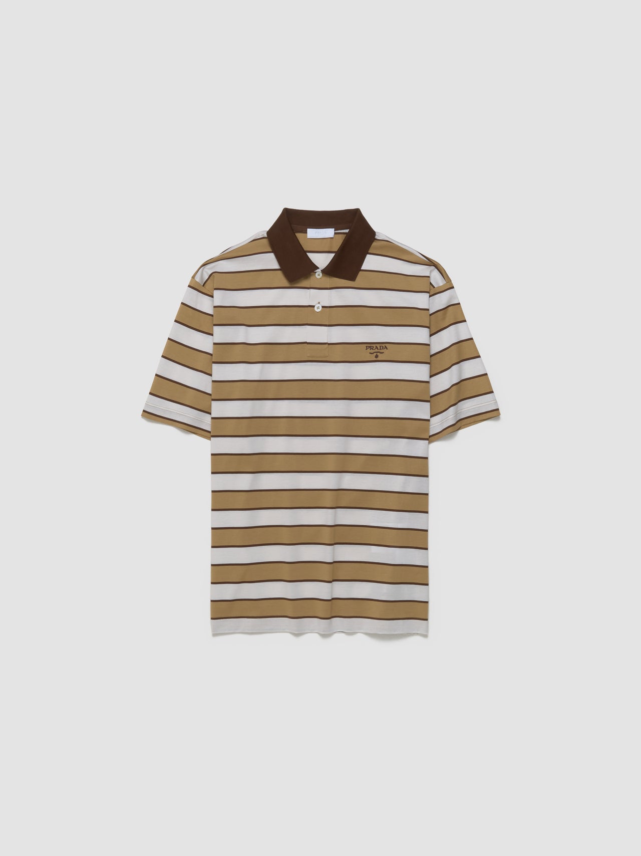 Cotton Polo Shirt in Chalk & Camel