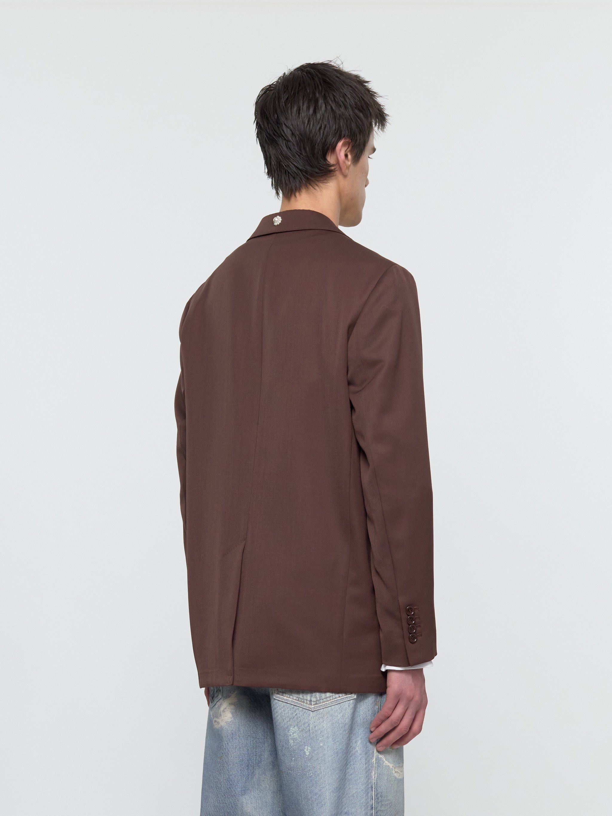 Relaxed Wide Peak Jacket in Chocolate