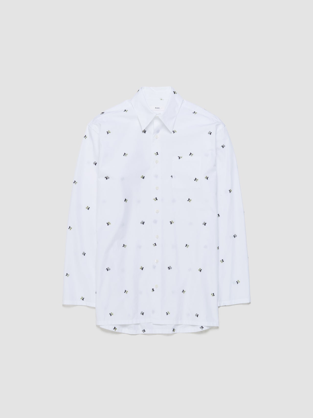 Poplin Shirt in White Flowers