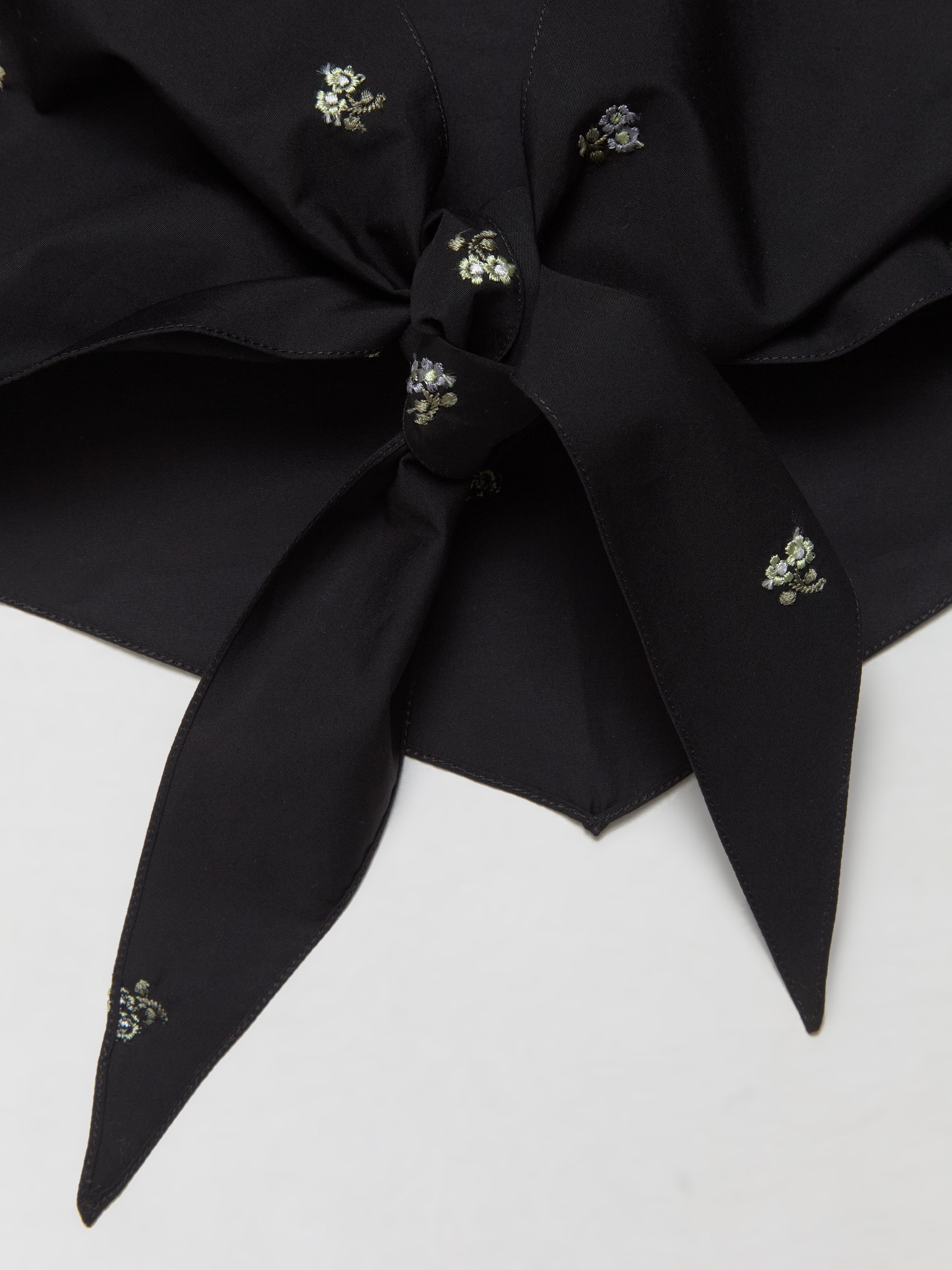 Poplin Foulard in Black Flowers