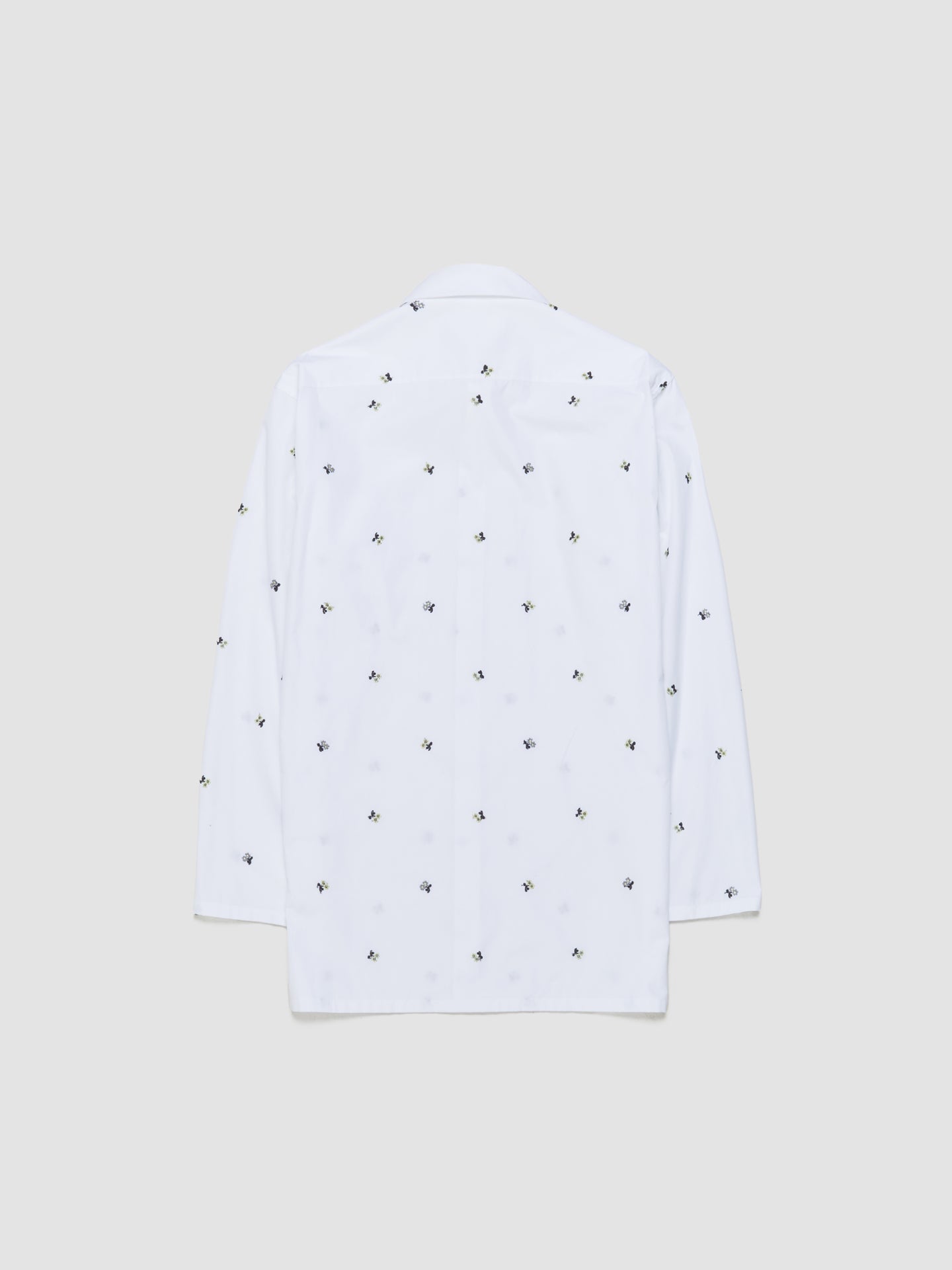 Poplin Shirt in White Flowers