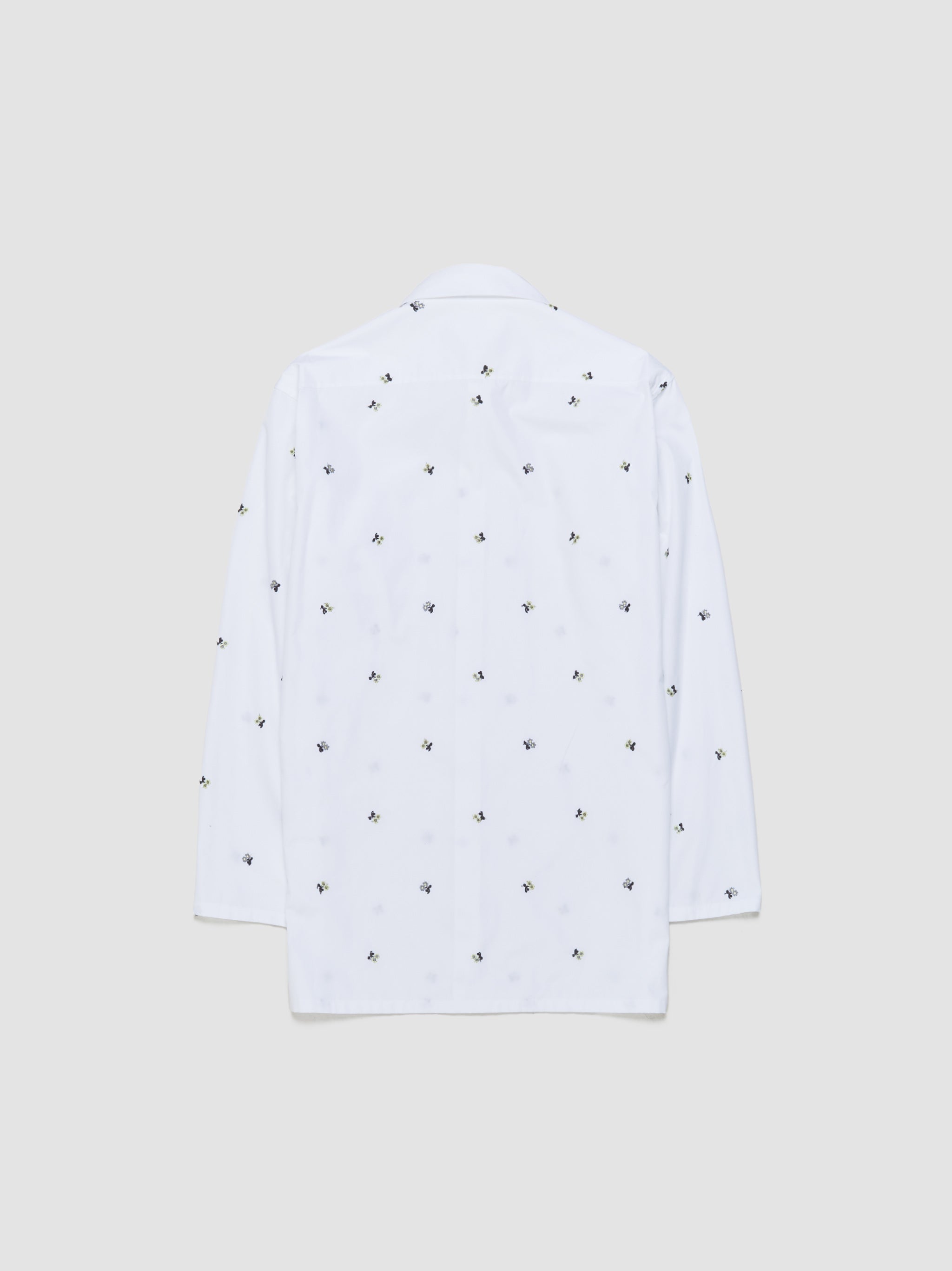 Poplin Shirt in White Flowers