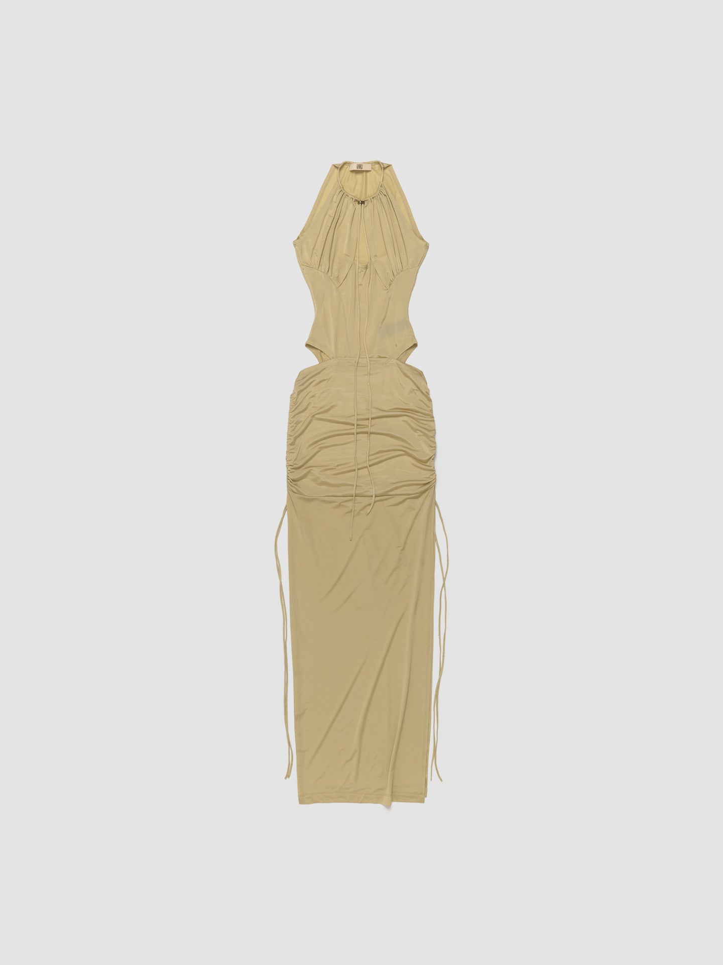 CU Dress with Tie Details in Pale Olive