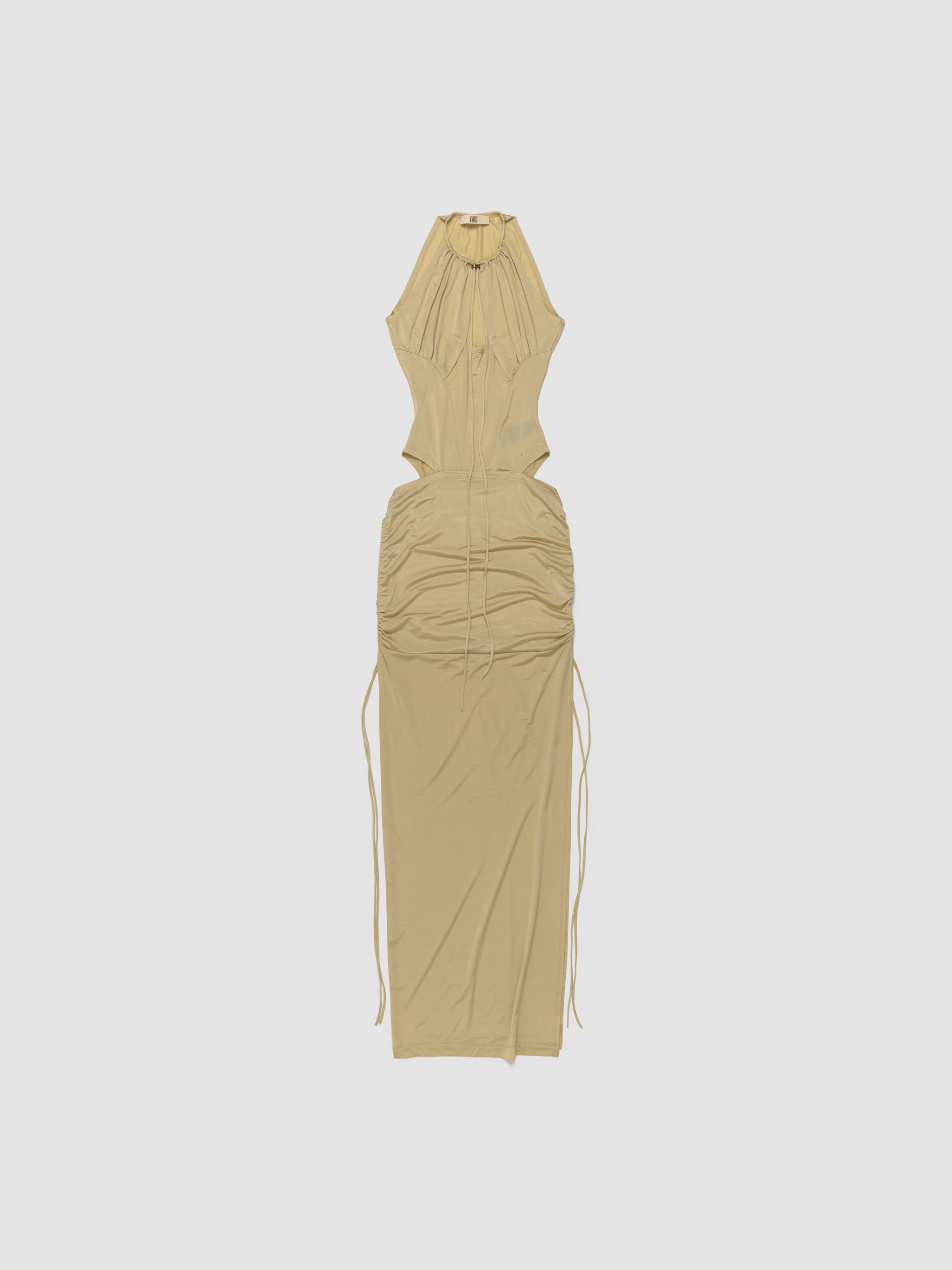 CU Dress with Tie Details in Pale Olive