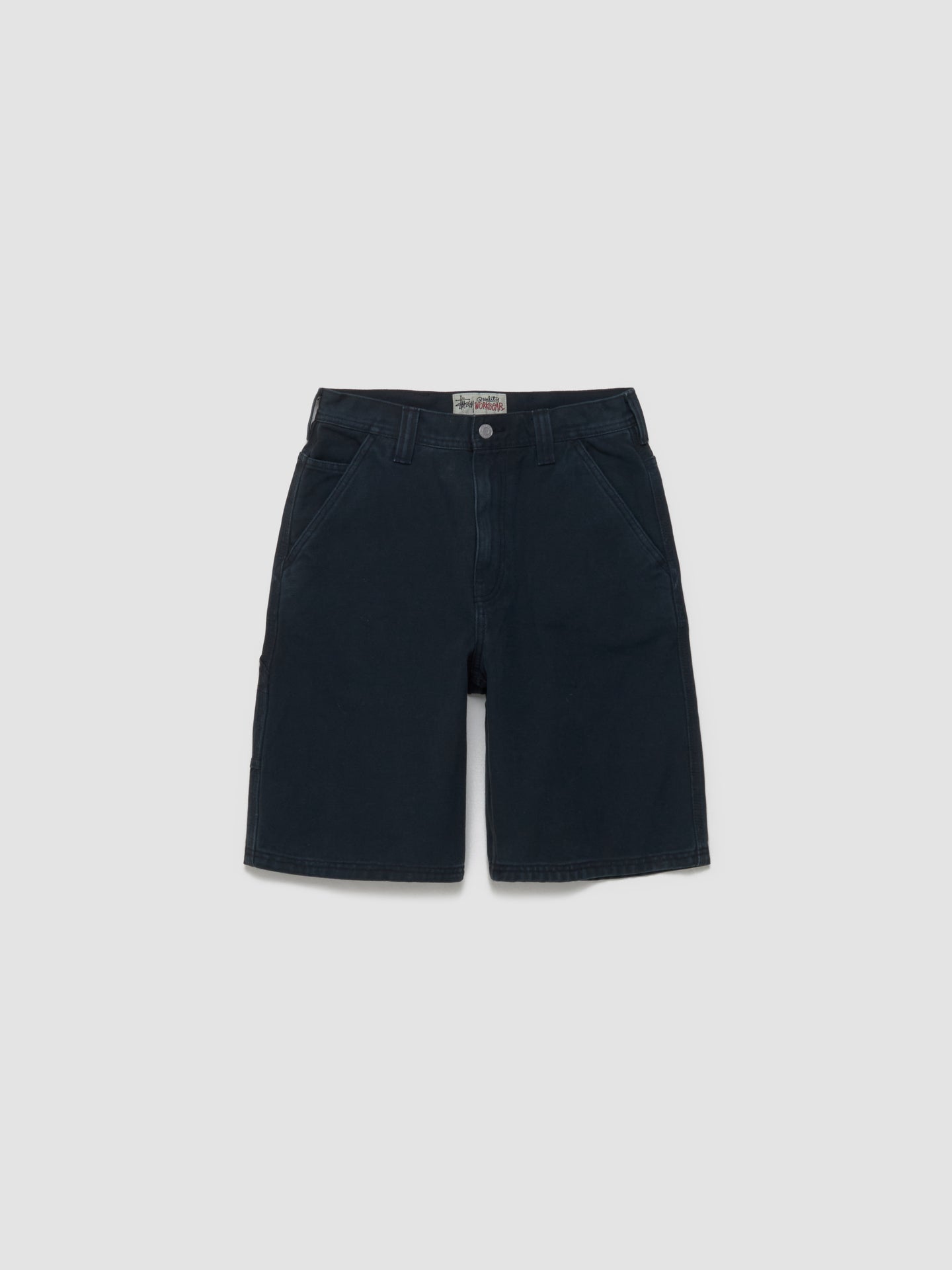 Washed Canvas Work Shorts in Black