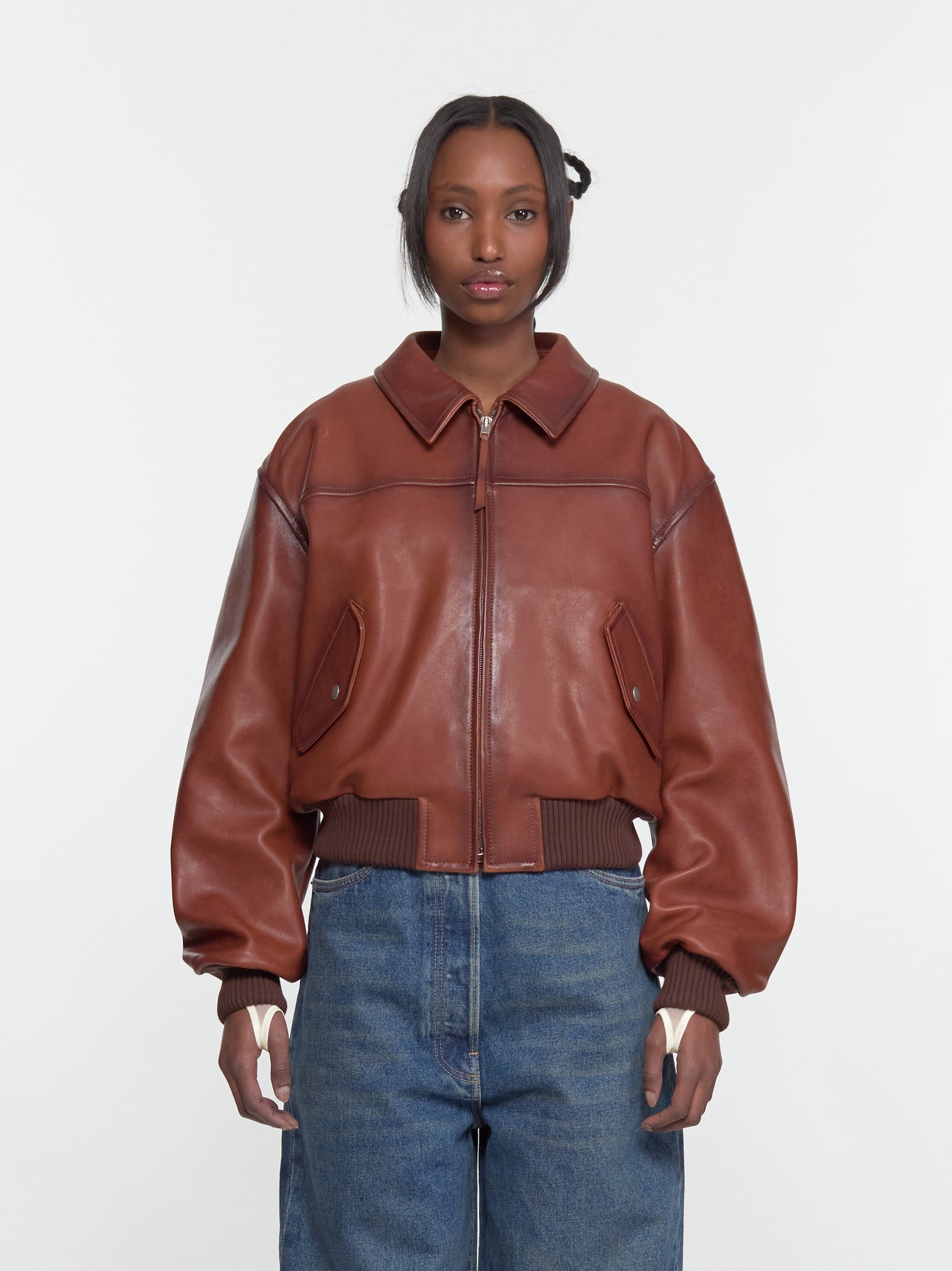 Leather Jacket in Tobacco Brown