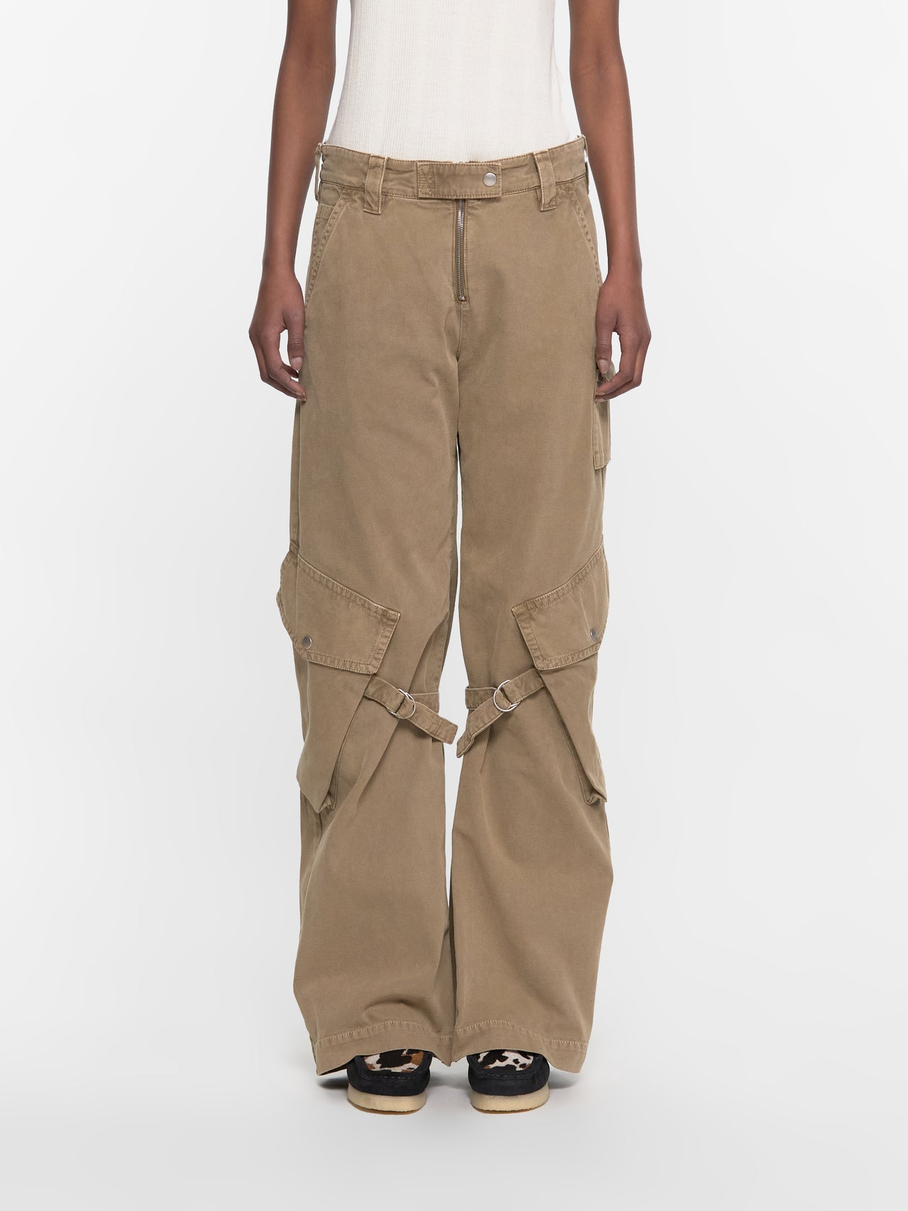 Cargo Trousers in Washed Beige