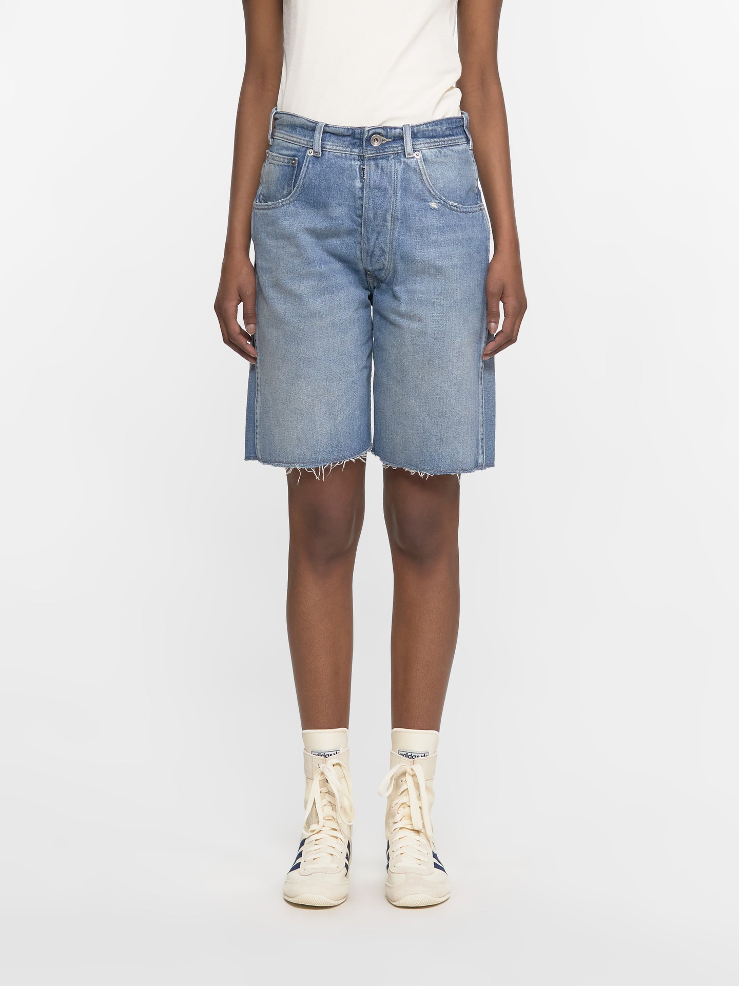 Denim Cut-Off Shorts in Light Blue