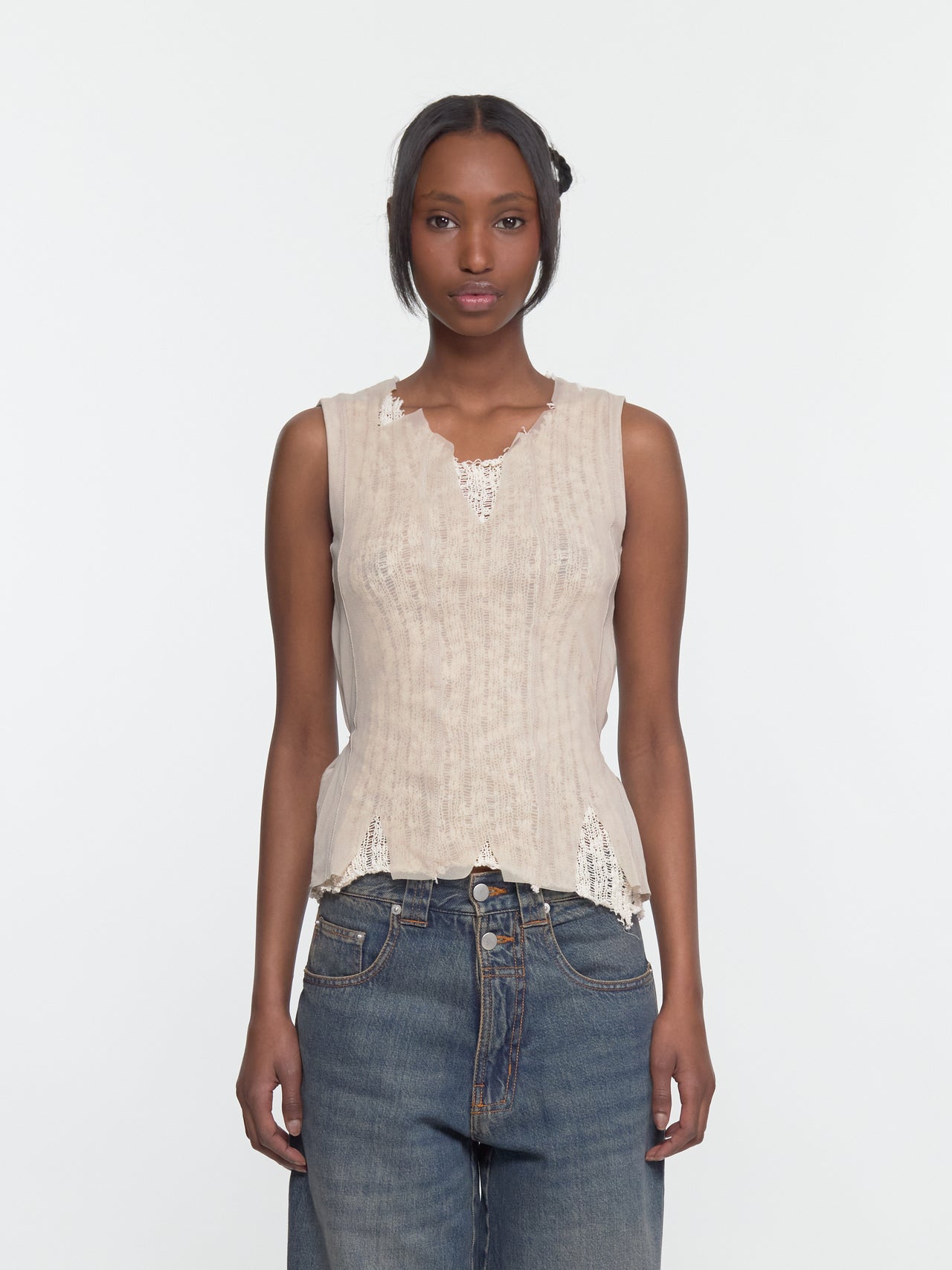 Ragged Vest in Taupe