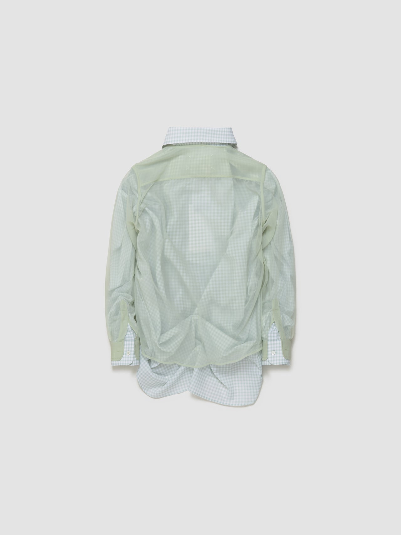 Long Sleeve Double Shirt in Pale Green & Light Green