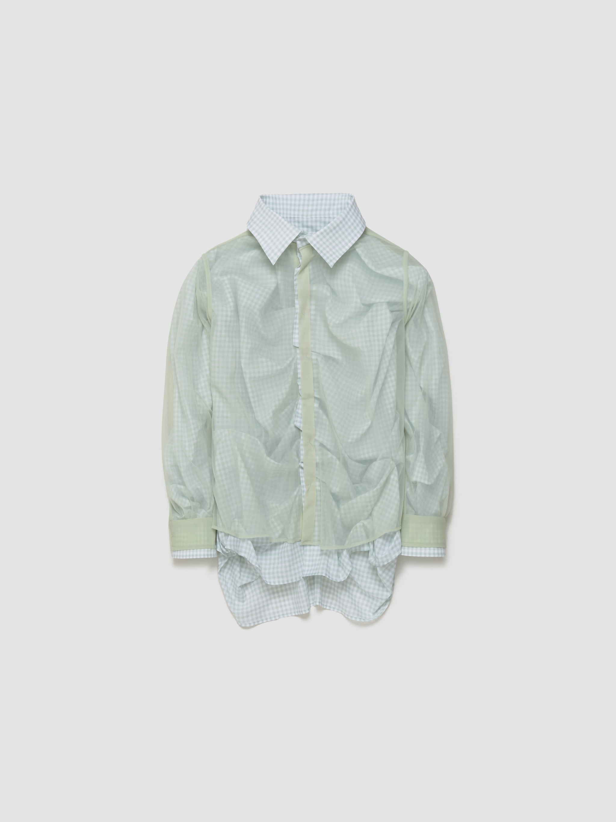 Long Sleeve Double Shirt in Pale Green & Light Green