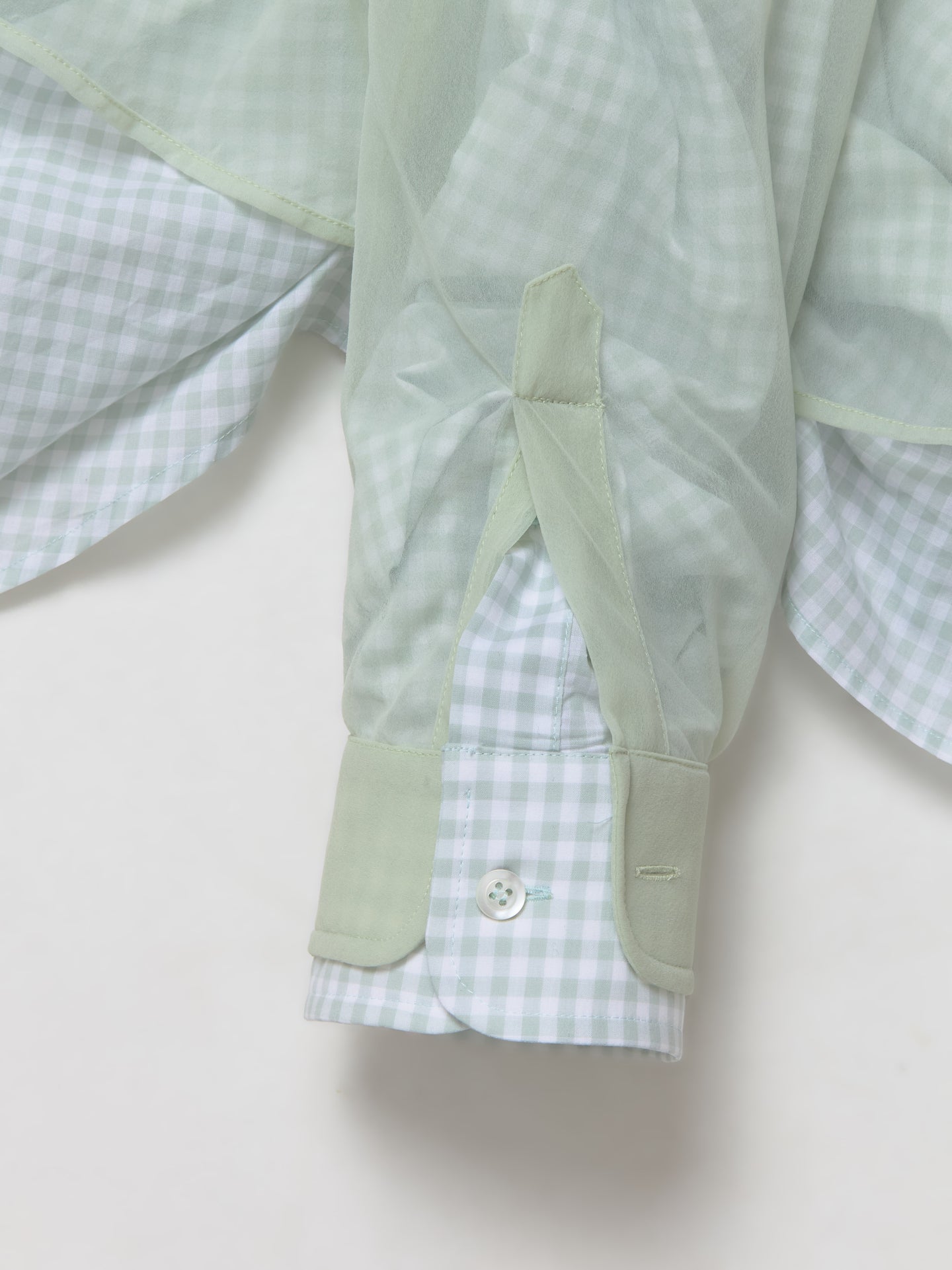 Long Sleeve Double Shirt in Pale Green & Light Green